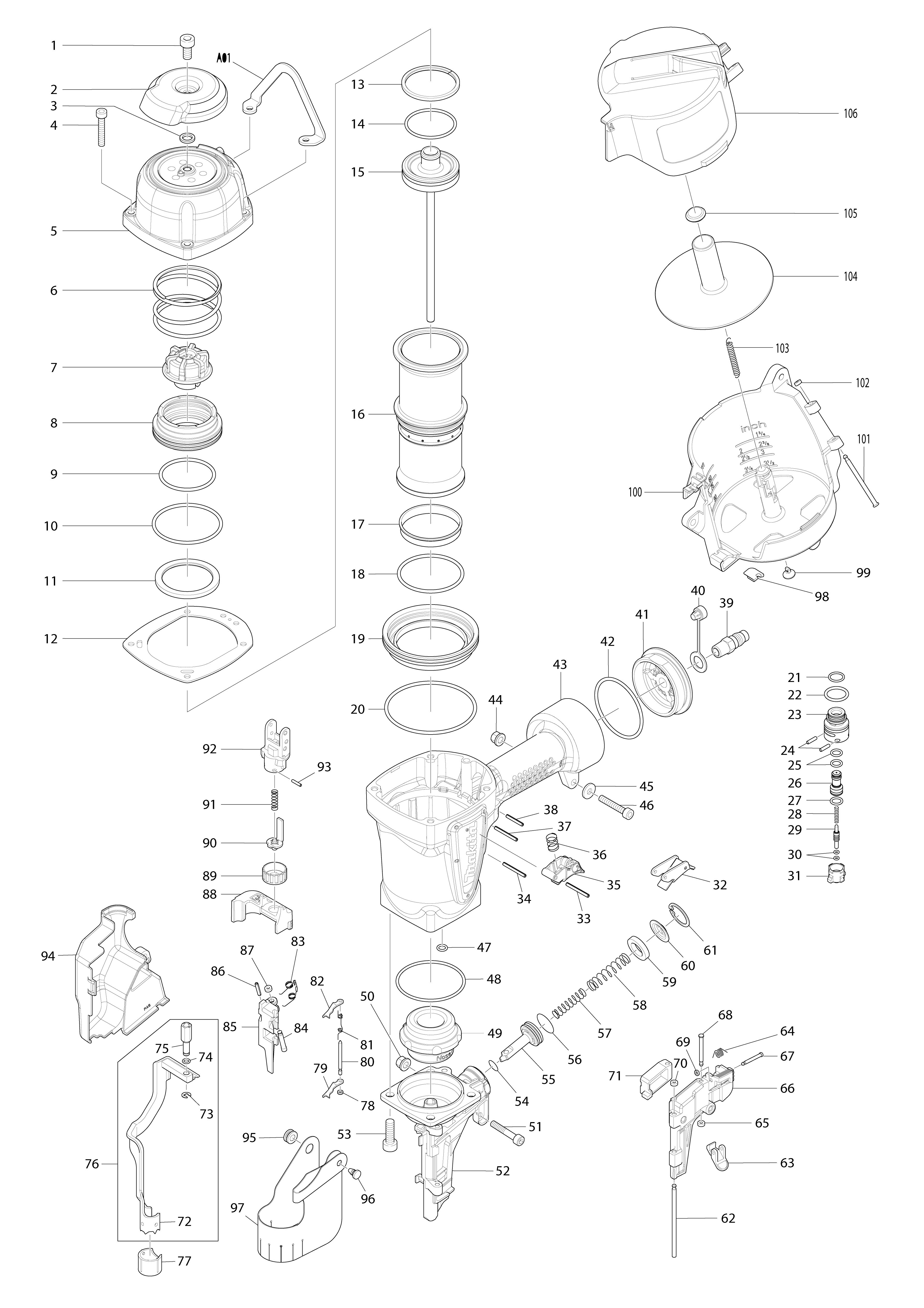 Vue éclatée Makita AN902#01