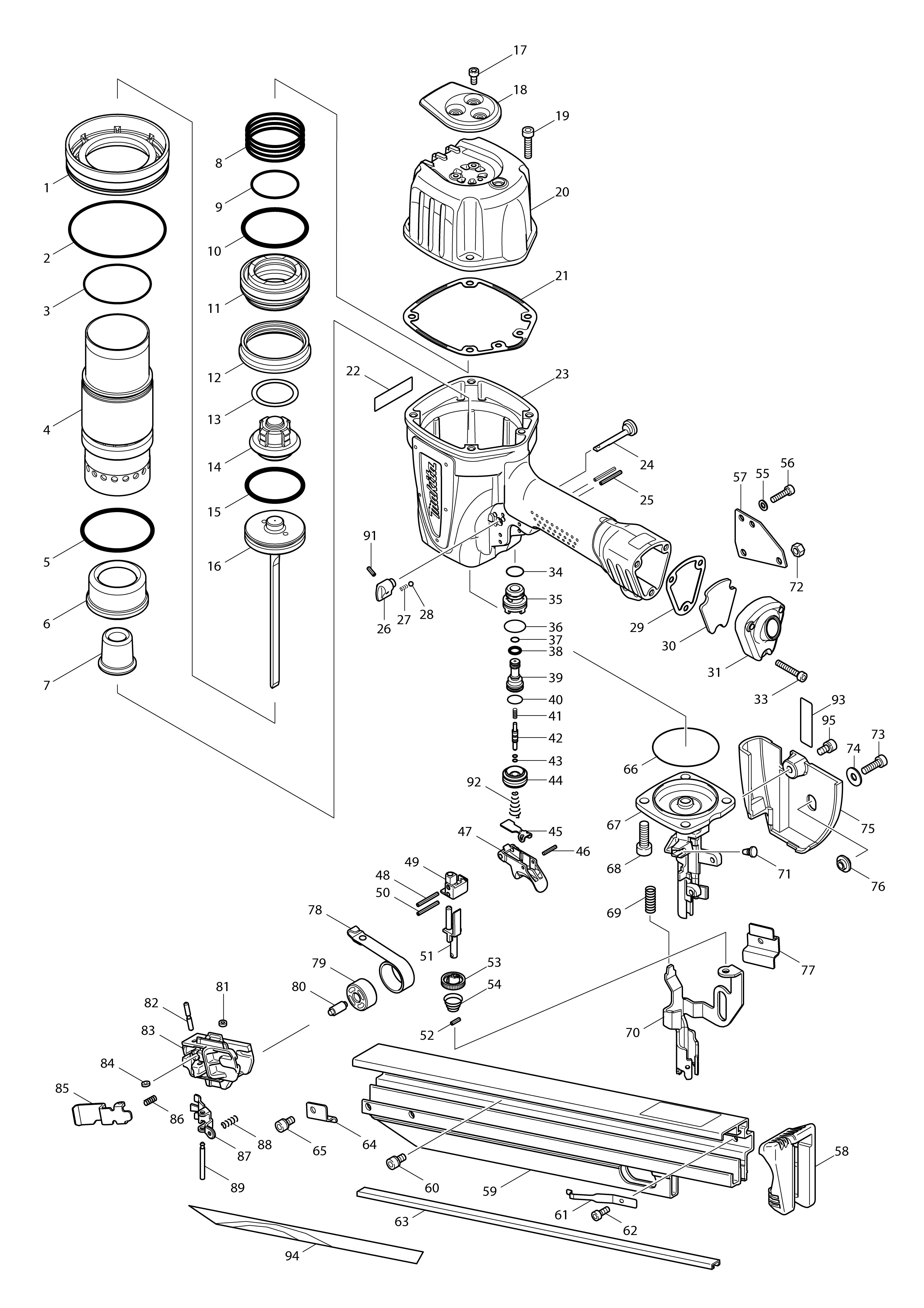 Vue éclatée Makita AN923#01