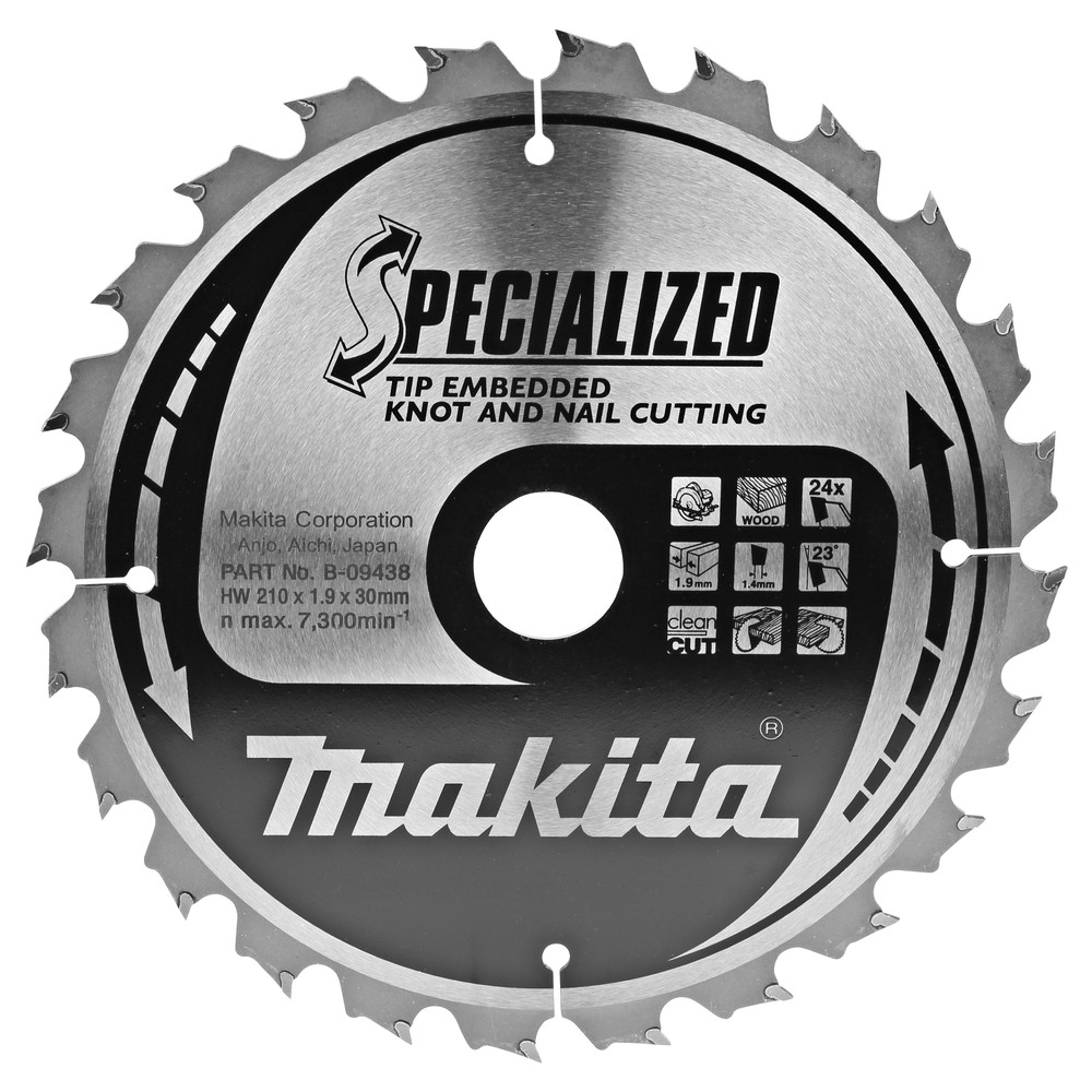 Lames carbures ''Specialized'' bois avec clous, pour scies circulaires Makita