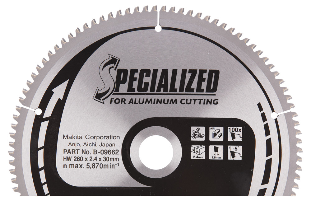 Lame de scie circulaire, alliage T.C.T spécialisé, 260 x 30 mm, 100 dents Makita