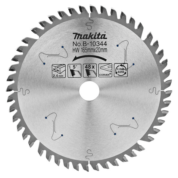 LAME SCIE CIRCULAIRE CORIAN MAKITA "SPECIALIZED" D 165 mm POUR SCIES PLONGEANTES