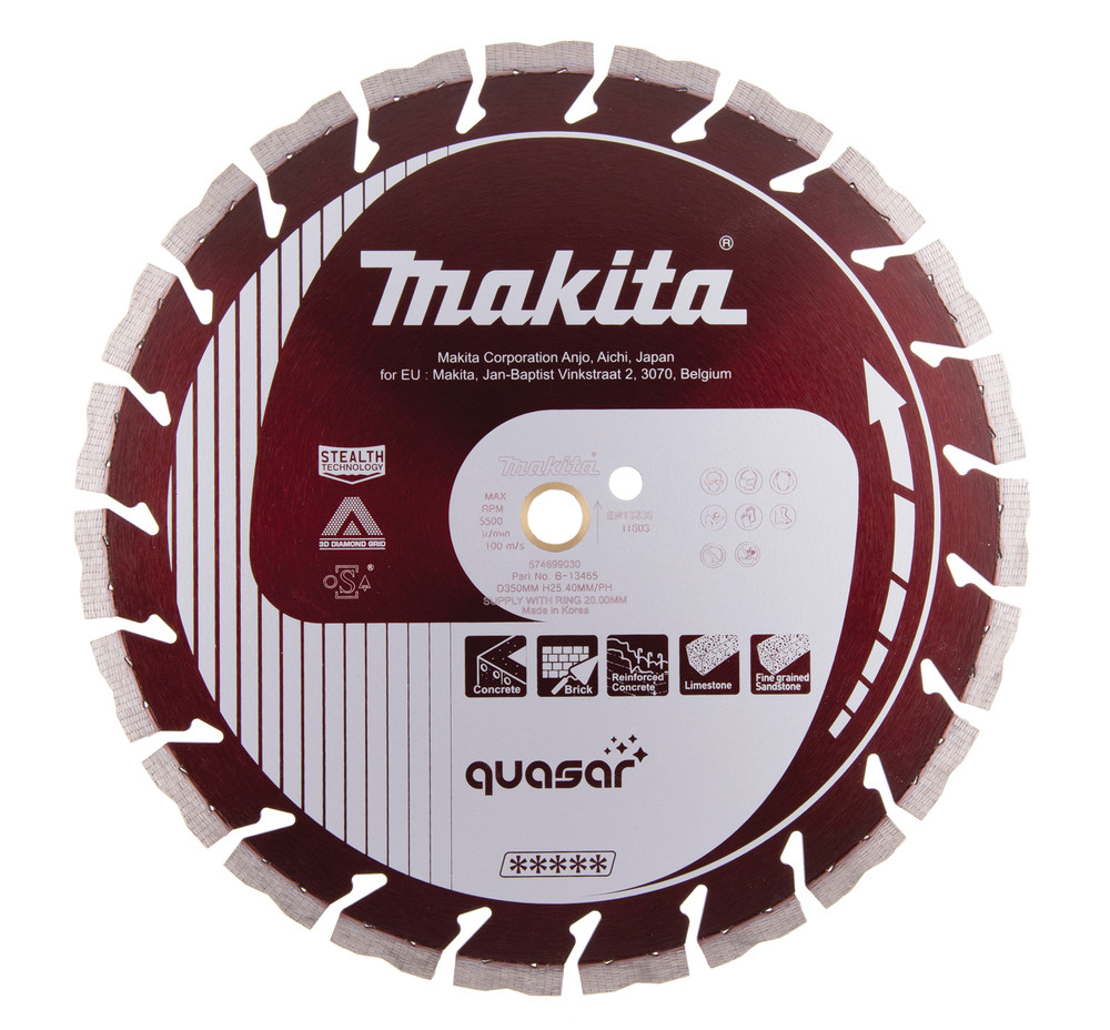 Disques diamant silencieux QUASAR pour béton Makita
