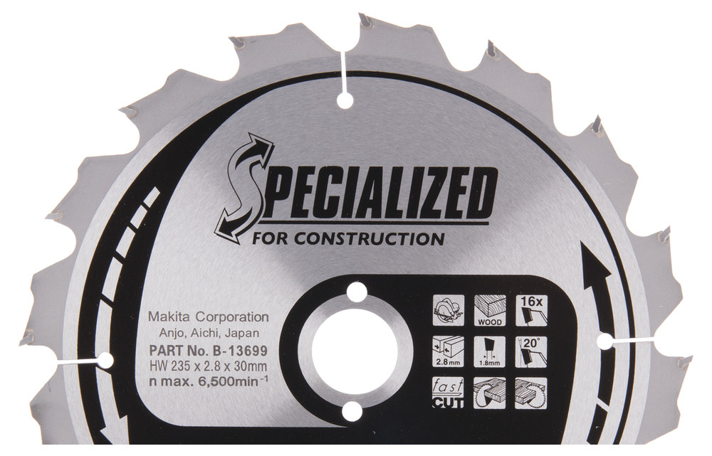 Lames carbures ''Specialized'' construction (FERMACELL®), pour scies circulaires. Makita