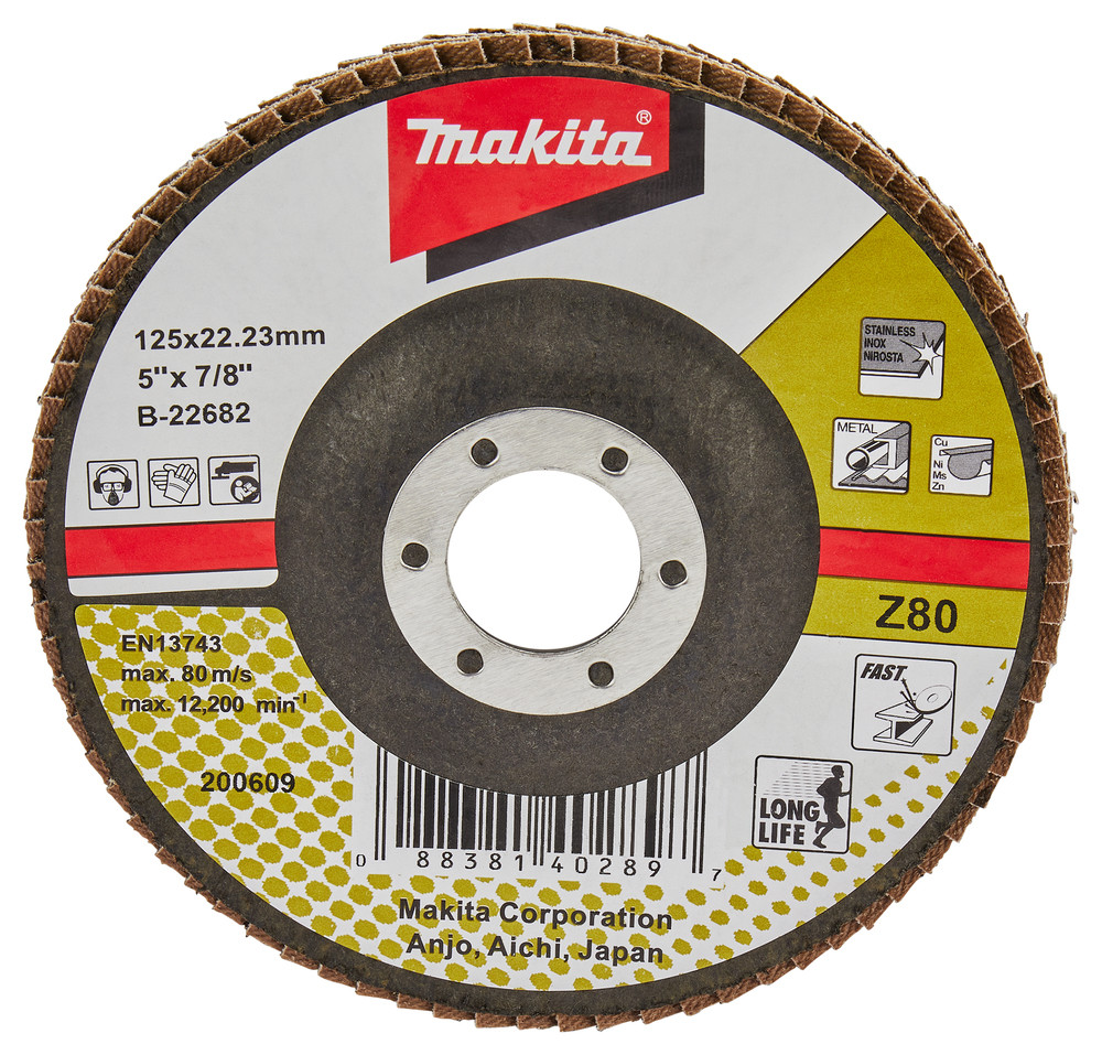 Disque à lamelles, 125 x 22,23 mm, G80 Makita - Disques à tronçonner -  Meulage, tronçonnage - Accessoires