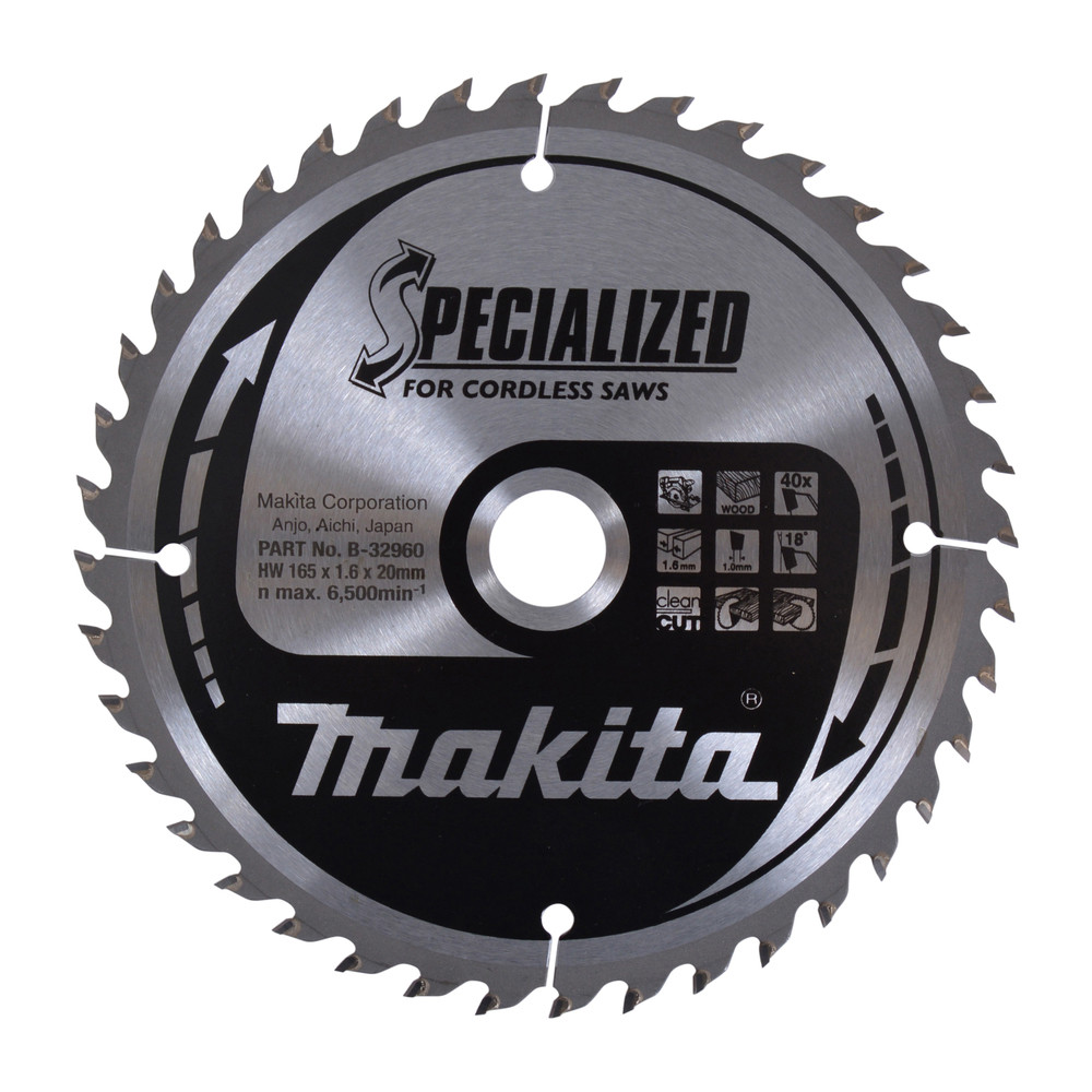 Lame de scie circulaire, alliage T.C.T spécialisé, 165 x 20 mm, 40 dents Makita