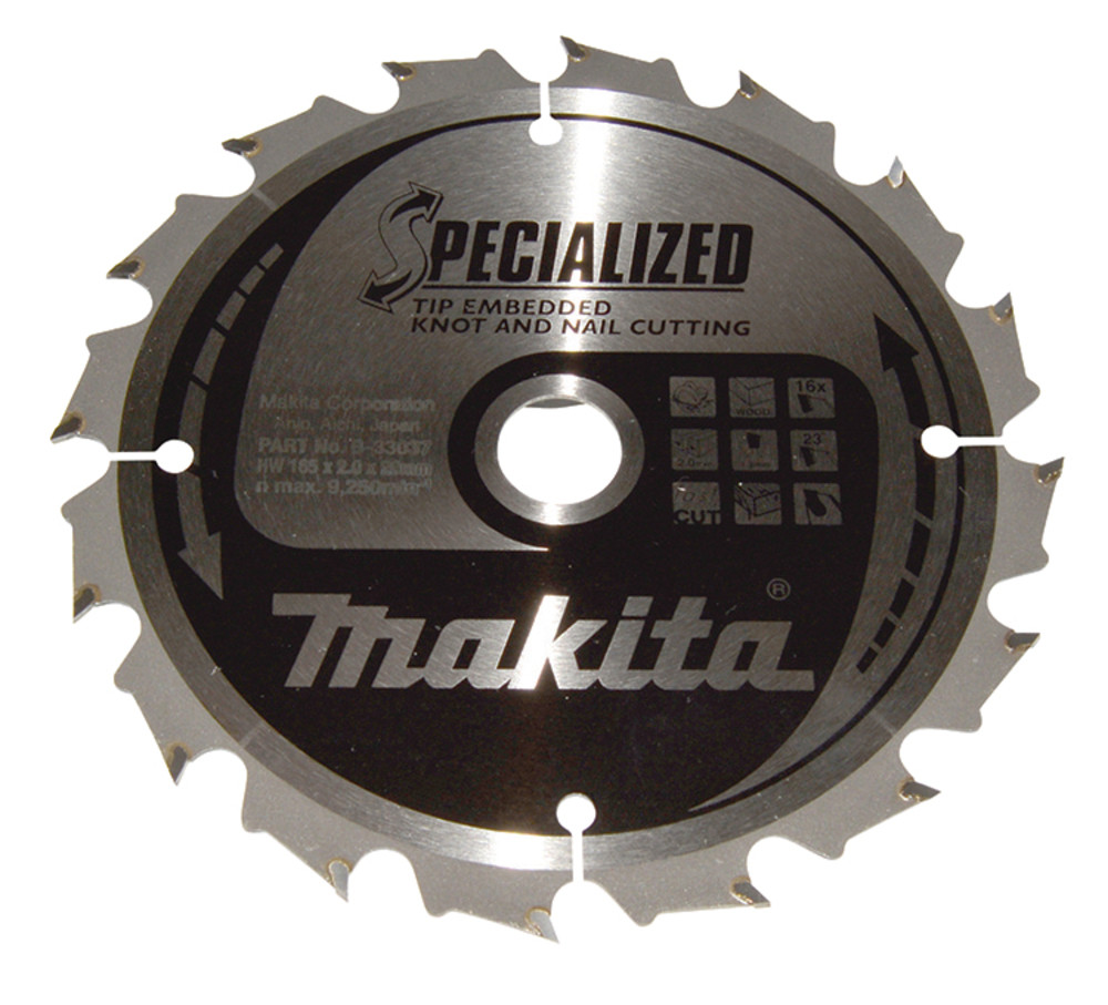 Lame de scie circulaire, alliage T.C.T spécialisé, 165 x 20 mm, 16 dents Makita