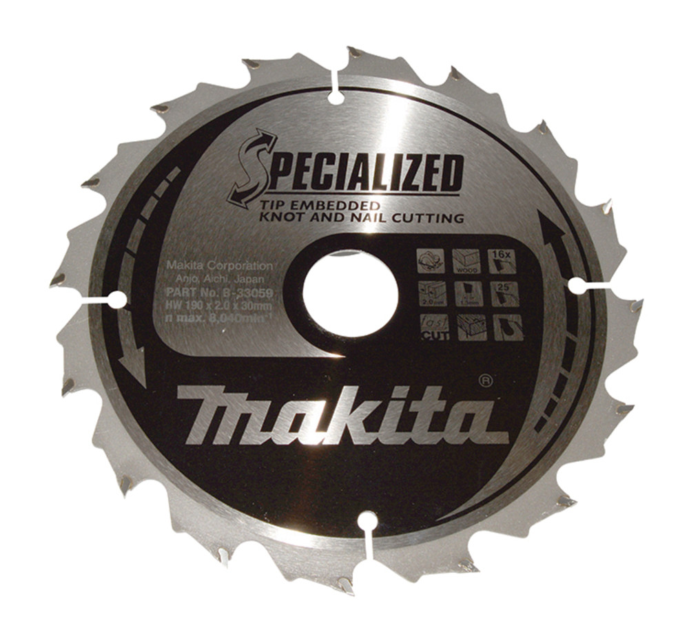 Lame de scie circulaire, alliage T.C.T spécialisé, 190 x 30 mm, 16 dents Makita