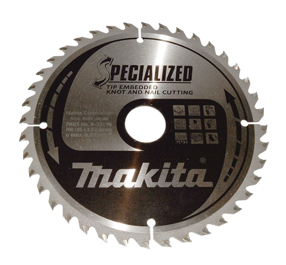 Lame de scie circulaire, alliage T.C.T spécialisé, 185 x 30 mm, 40 dents Makita
