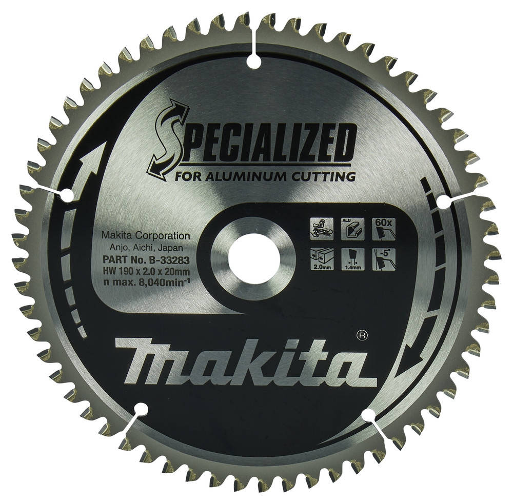 Lame de scie circulaire, alliage T.C.T spécialisé, 190 x 20 mm, 60 dents Makita