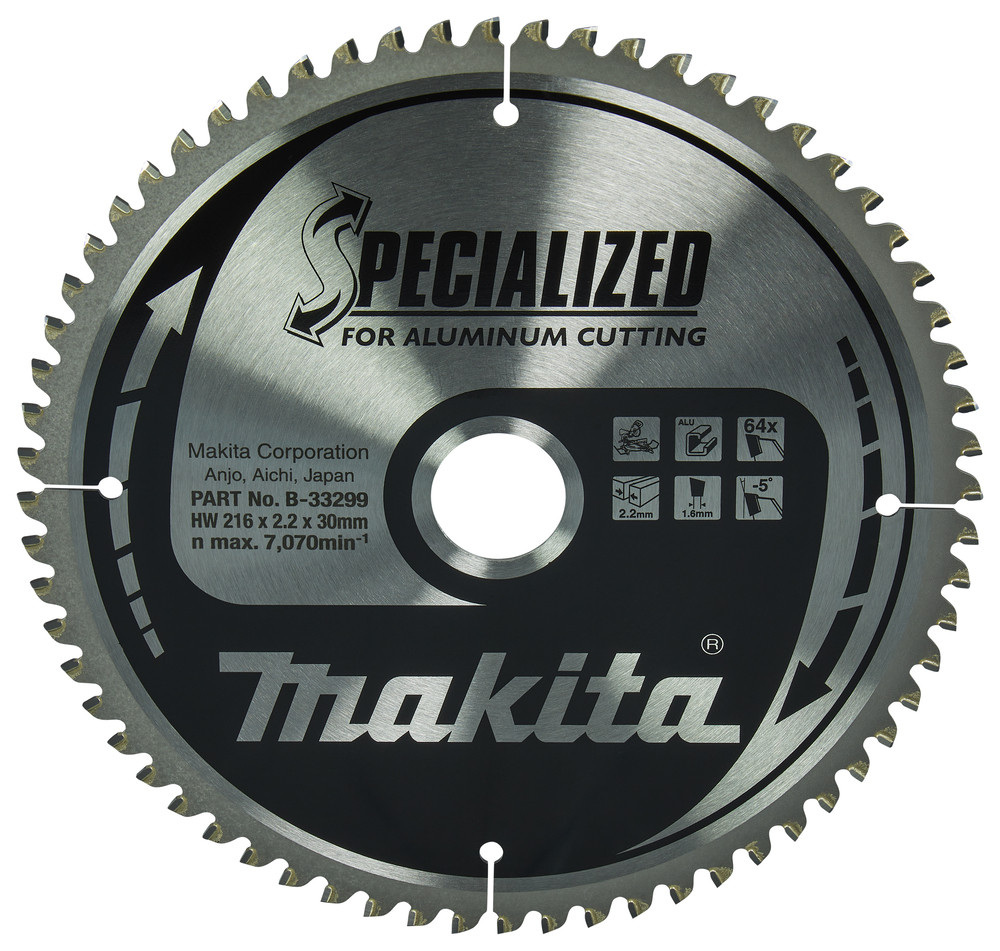 Lame de scie circulaire, alliage T.C.T spécialisé, 216 x 30 mm, 64 dents Makita