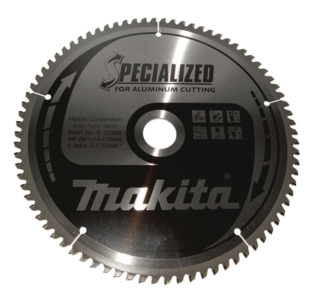 Lames carbure ''Specialized'' pour aluminium, pour scies radiale et à onglets Makita