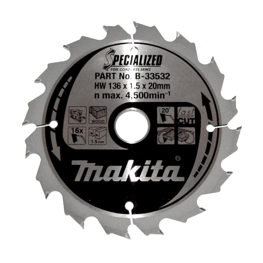 Lames carbure ''Specialized'' bois, pour scies circulaires à batterie Makita