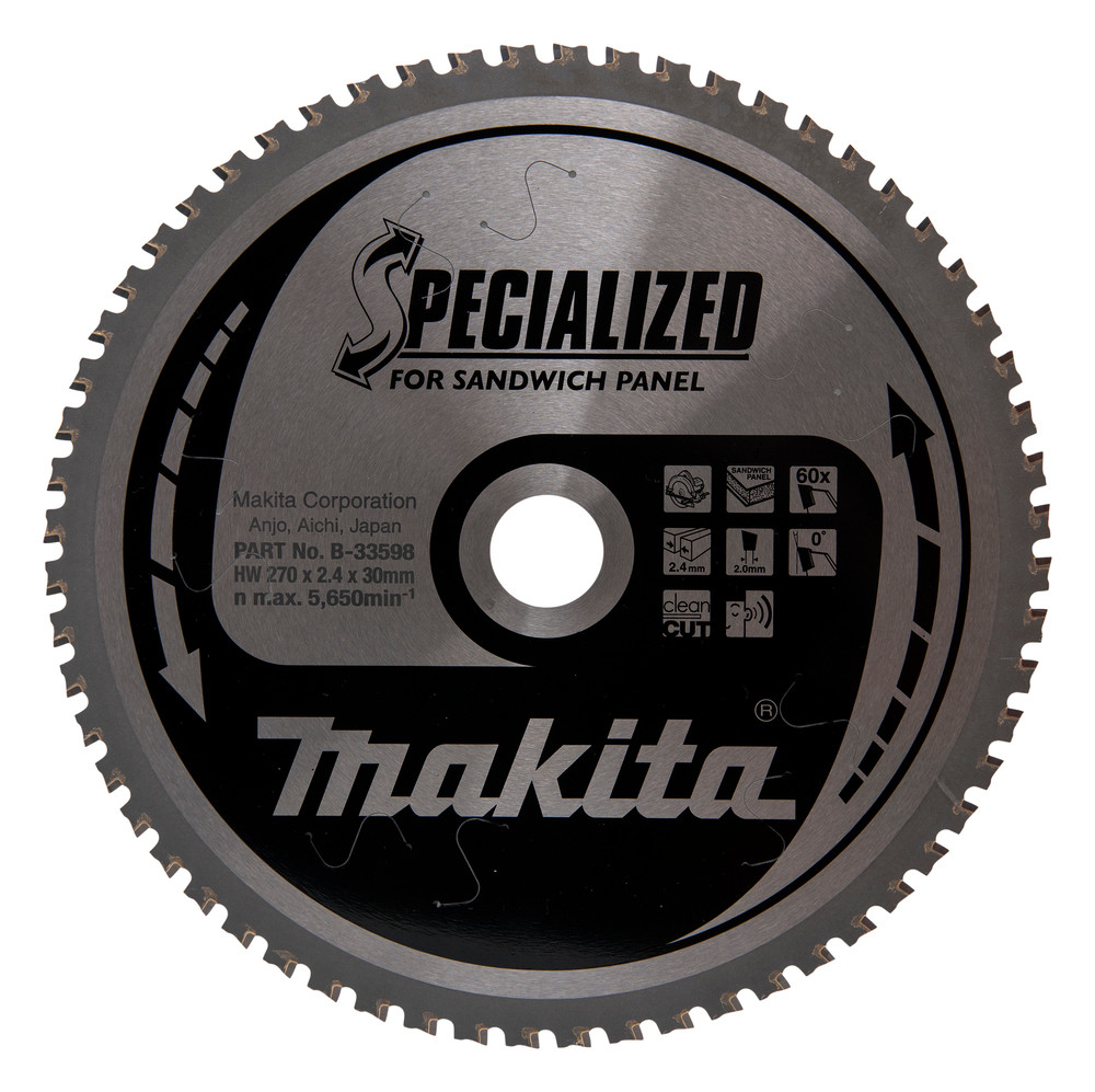 Lame de scie circulaire, alliage T.C.T spécialisé, 270 x 30 mm, 60 dents Makita