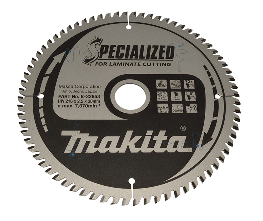 Lame de scie circulaire, alliage T.C.T spécialisé, 216 x 30 mm, 72 dents Makita