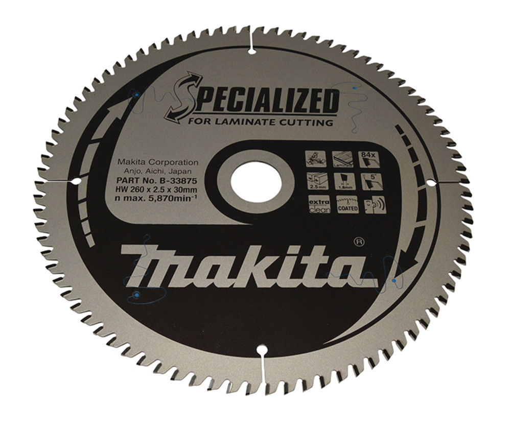 Lame de scie circulaire, alliage T.C.T spécialisé, 260 x 30 mm, 84 dents Makita