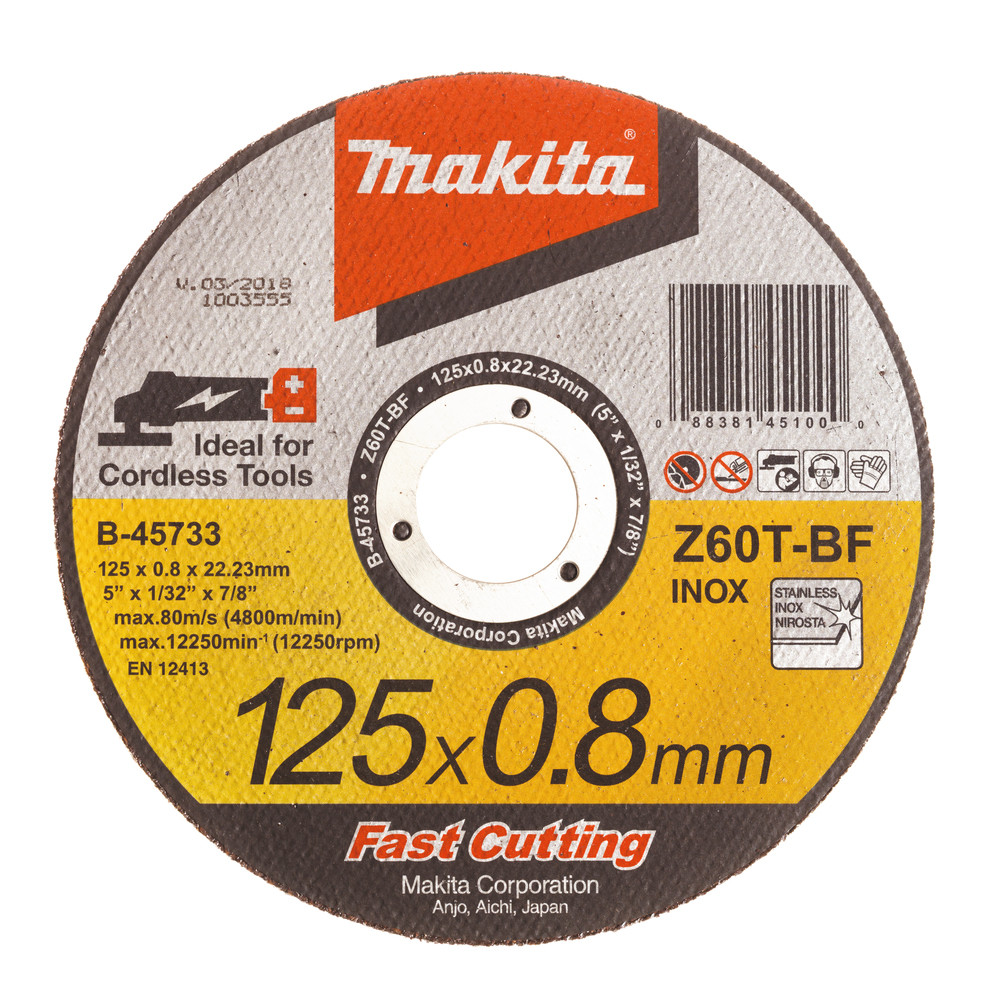 Disques à tronçonner métal et inox pour meuleuses à batterie Makita