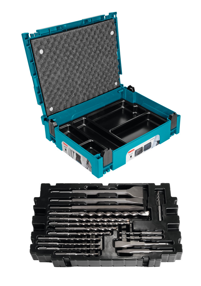 Coffret MAKPAC 12 Forets et 5 Outils Burinage SDS-Plus Makita