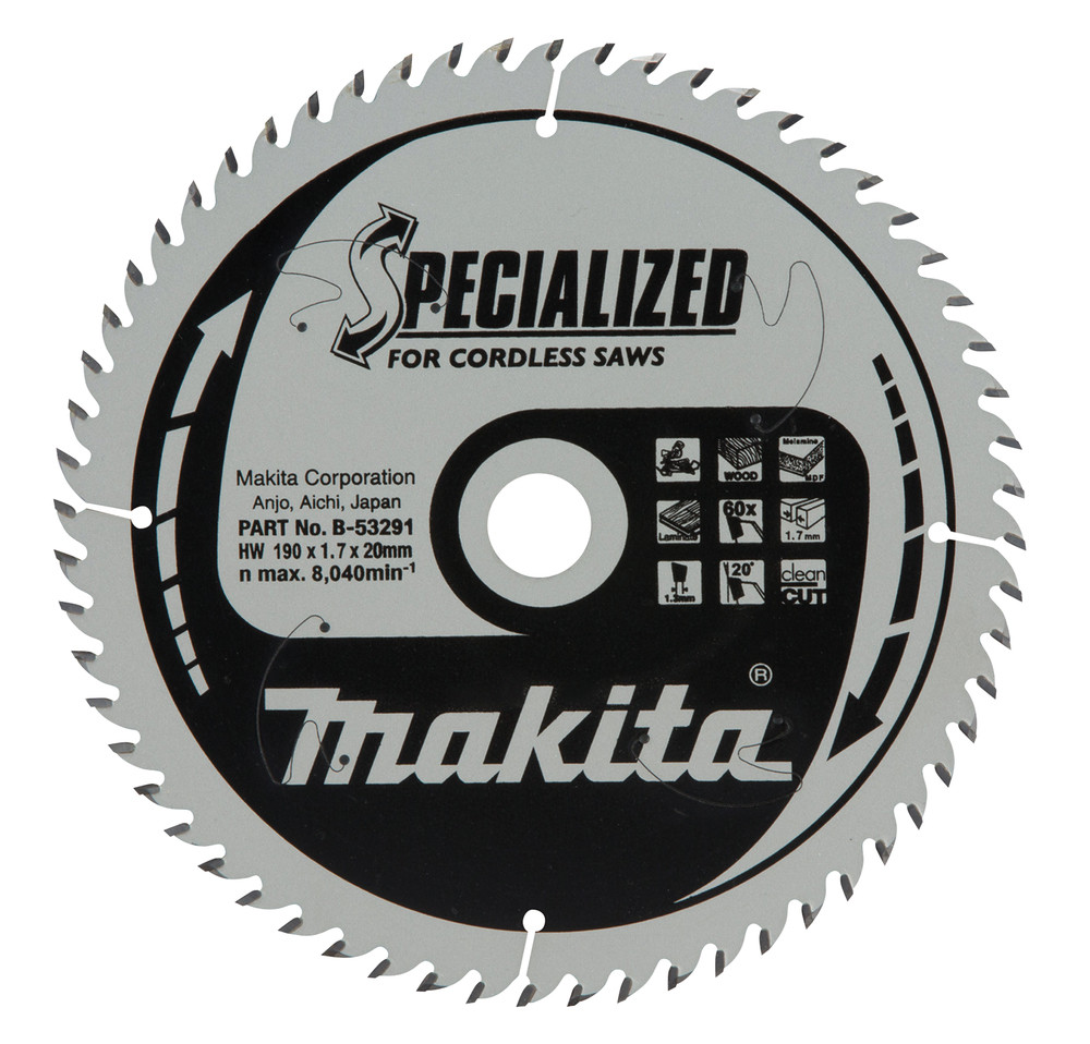 Lame de scie circulaire, alliage T.C.T spécialisé, 190 x 20 mm, 60 dents Makita