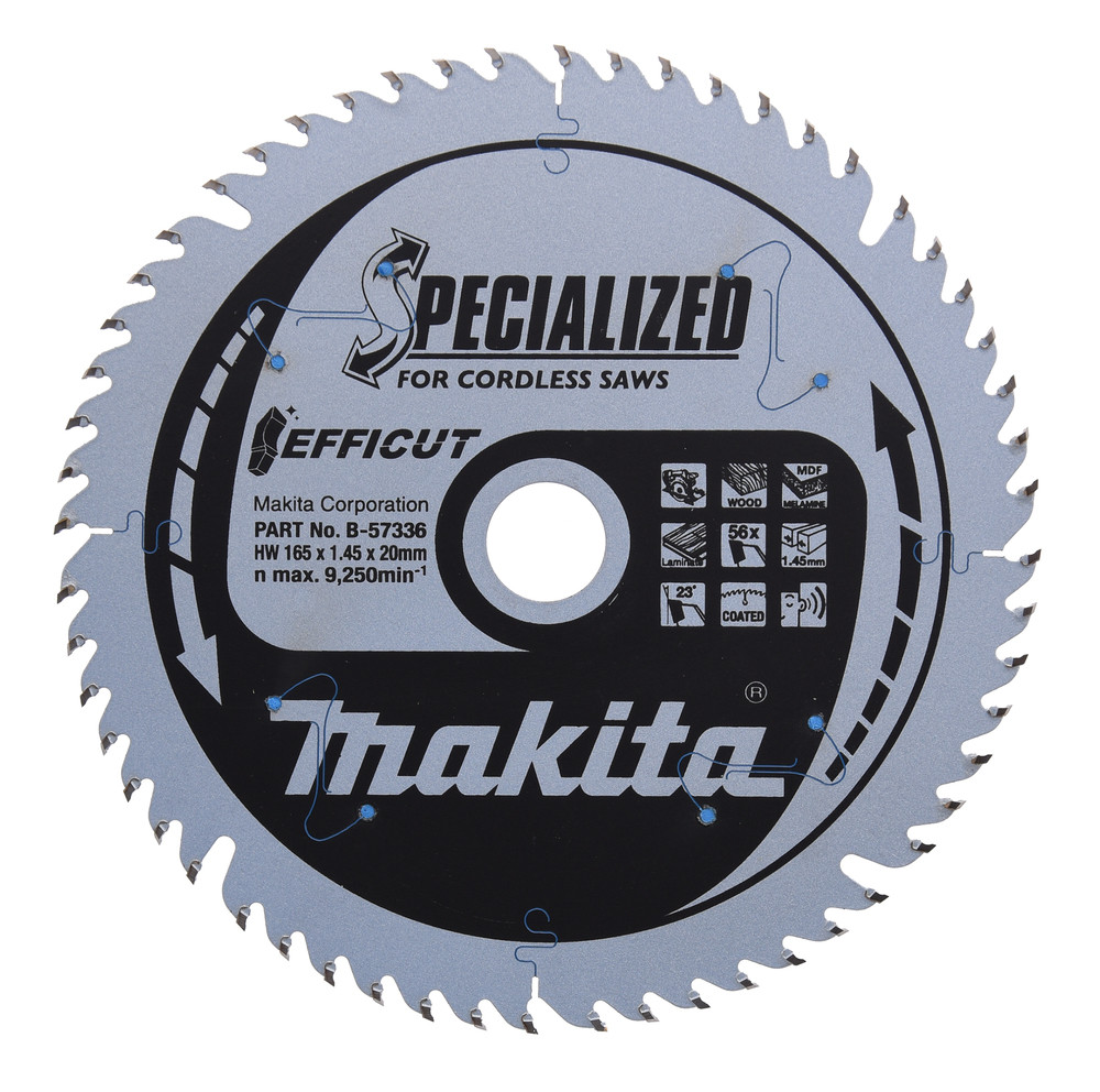 Lames carbures EFFICUT pour bois, MDF et stratifié, pour scies circulaires à batterie Makita