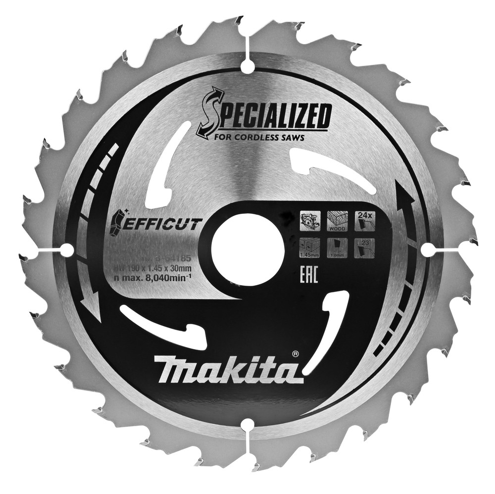 Lames carbures EFFICUT pour bois, pour scies circulaires à batterie Makita