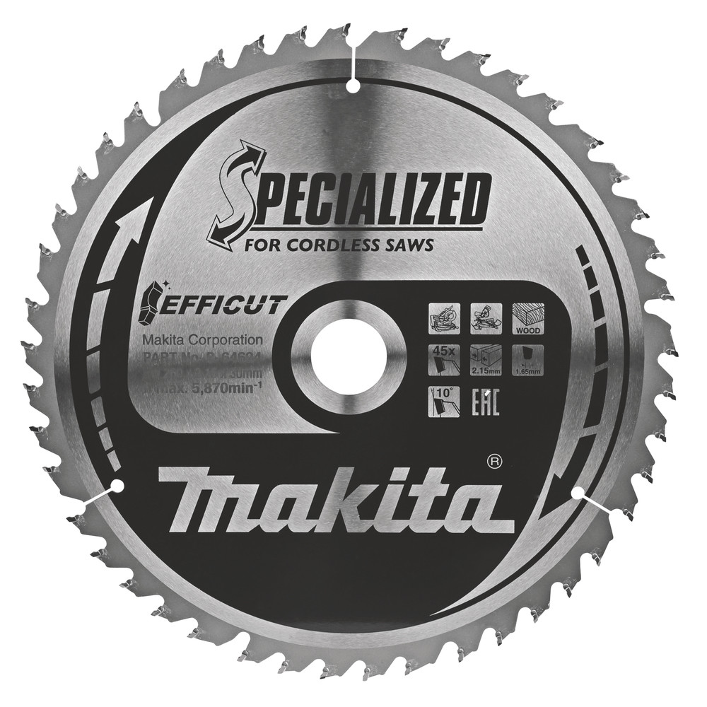 Lame de scie circulaire, T.C.T Efficut, 260 x 30 mm, 45 dents Makita