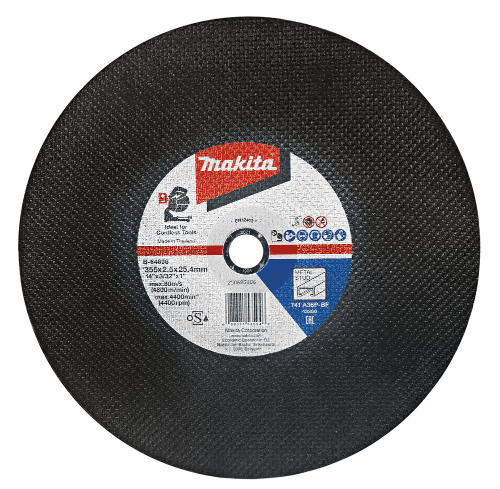 Disque à tronçonner 355 x 2,5 x 25,4 mm, A36P, par 5 Makita