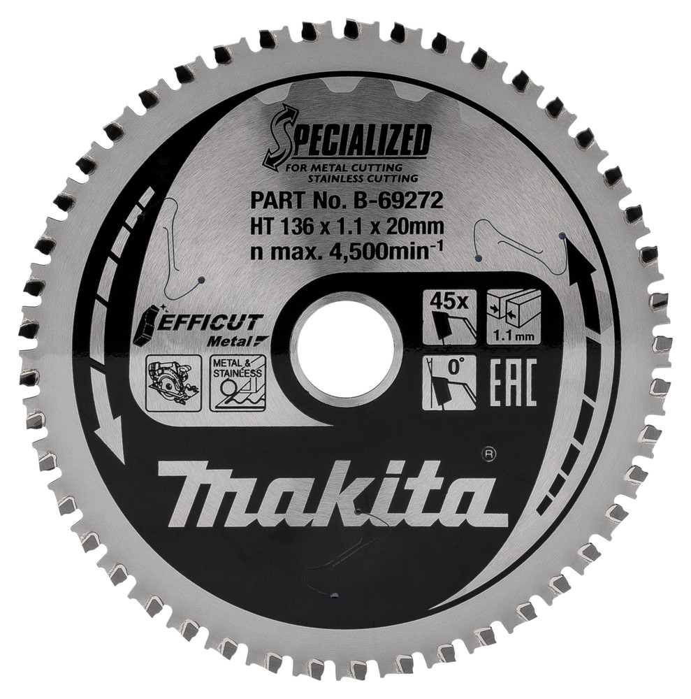 Lames carbures ''Specialized'' Inox et Métal, pour scies circulaires à métaux à batterie Makita