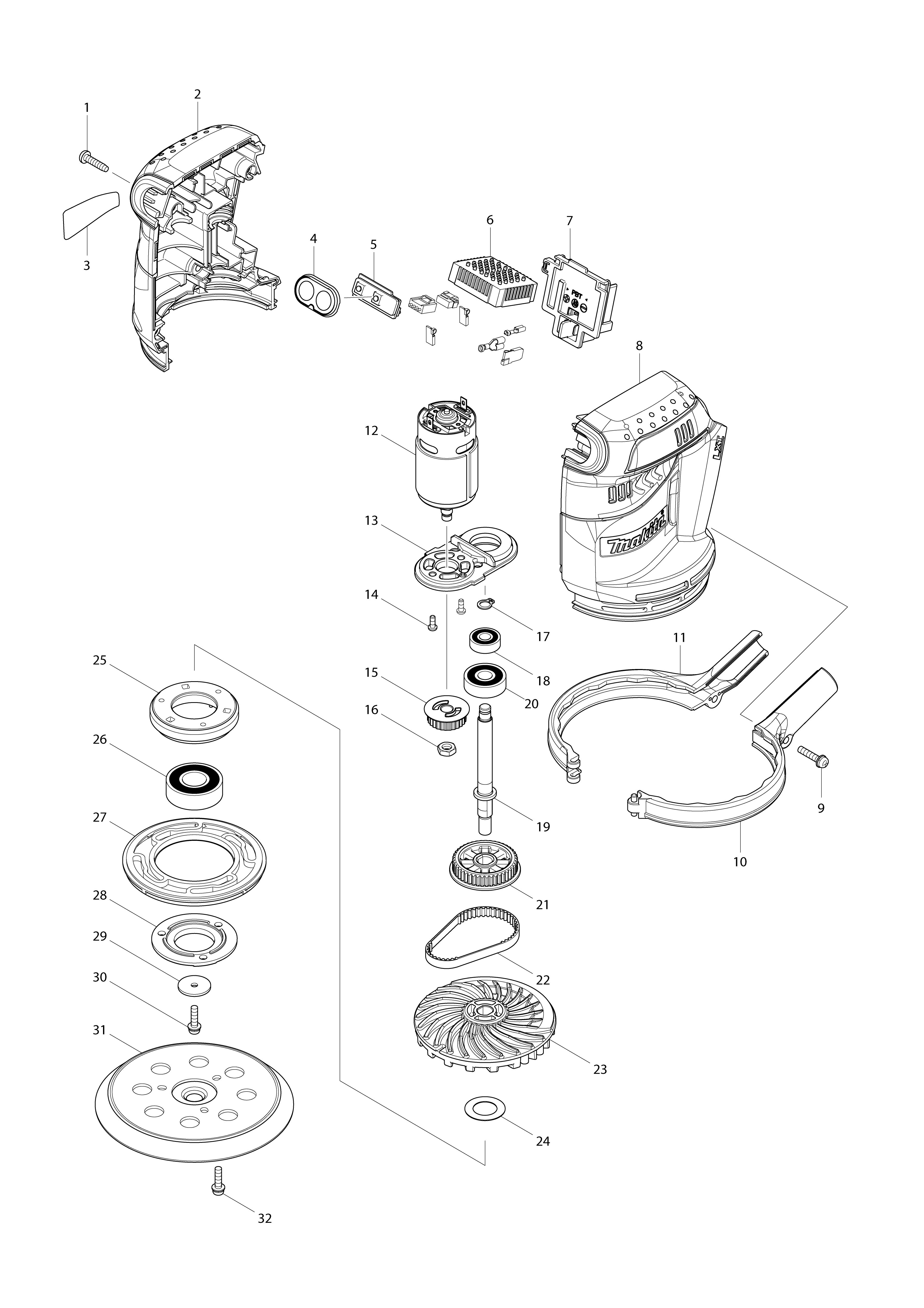 Vue éclatée Makita BBO180#01
