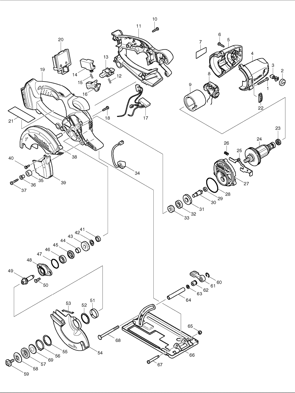 PIECES DETACHEES SCIE CIRCUALAIRE A METAUX  MAKITA BCS550RFE