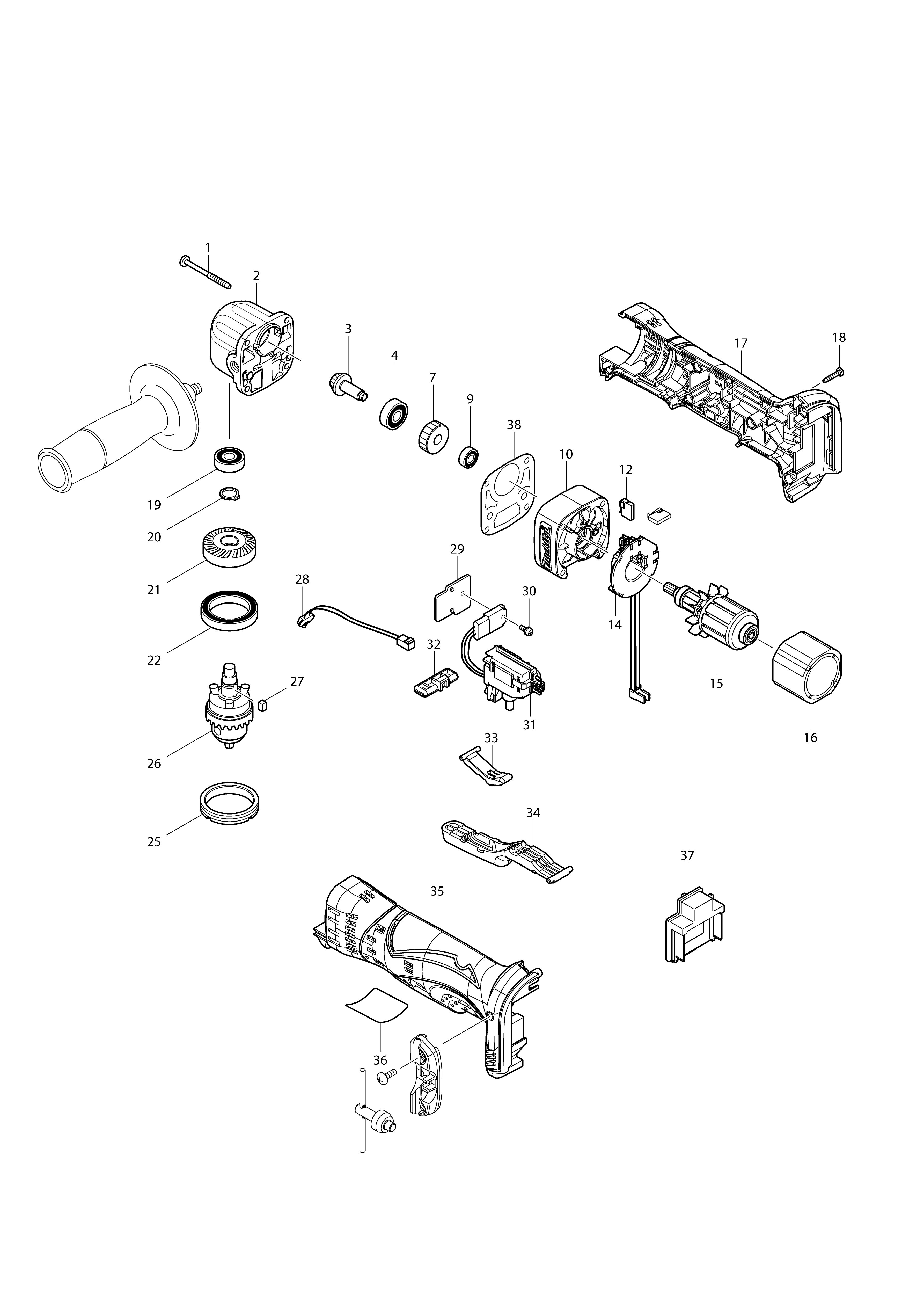 Vue éclatée Makita BDA340#01