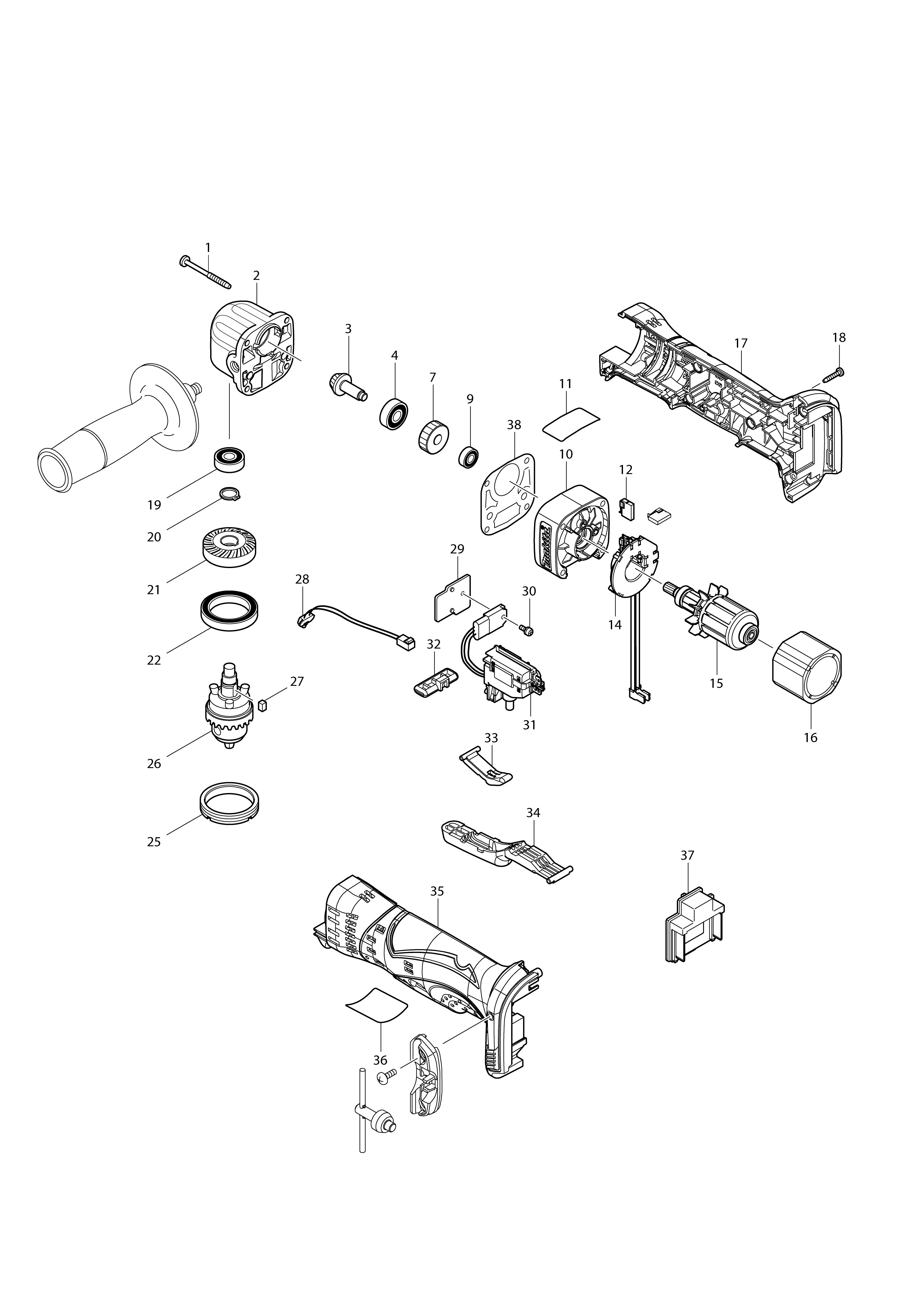 Vue éclatée Makita BDA350#01