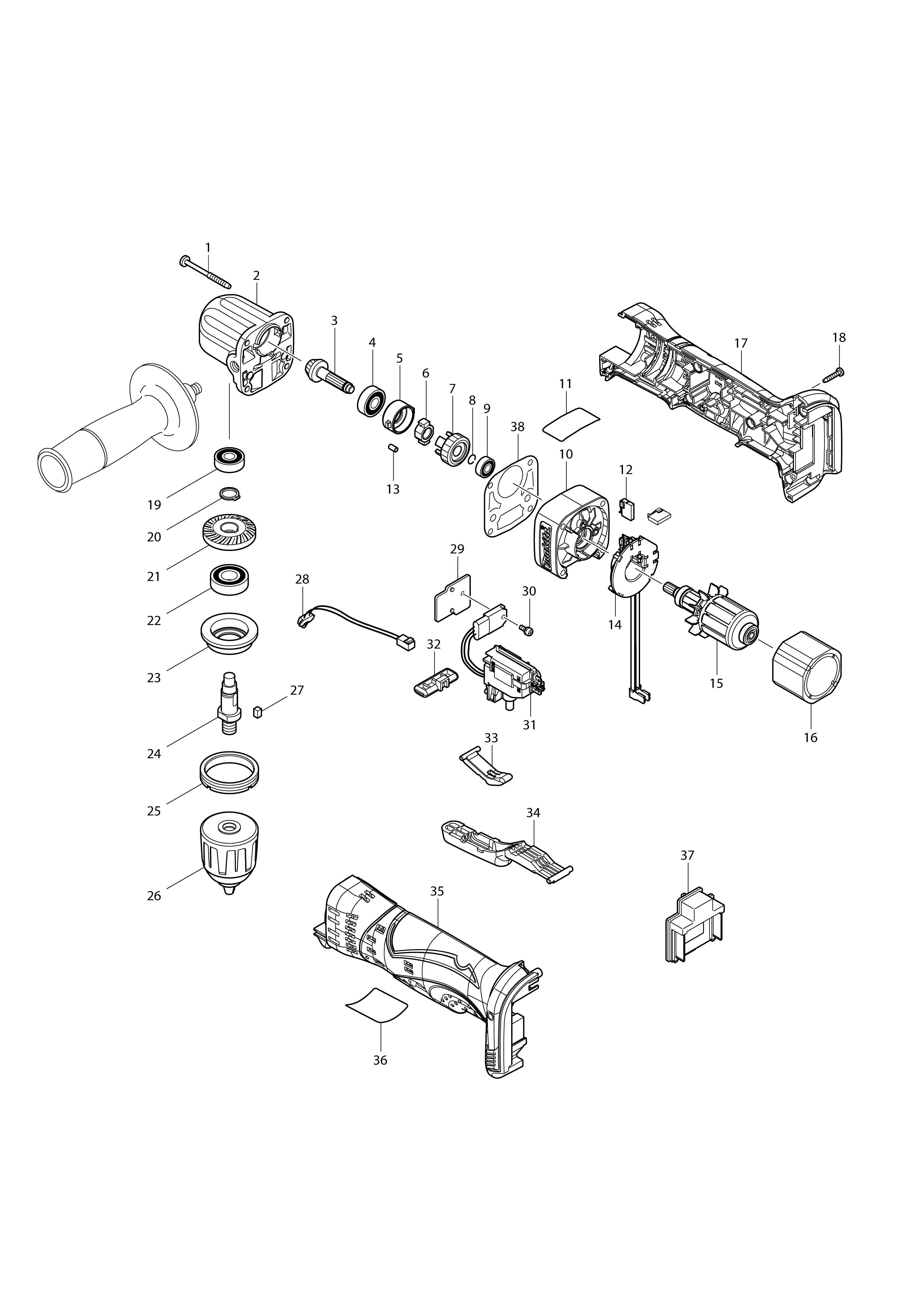 Vue éclatée Makita BDA351#01
