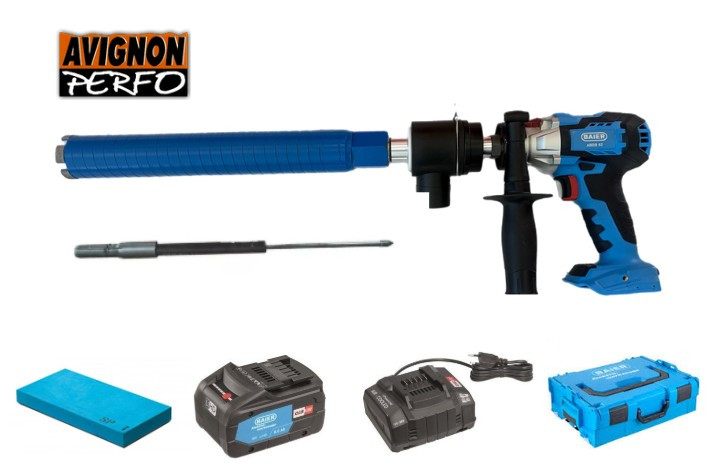 PACK CAROTTEUSE SANS FIL BAIER ABDB 82 + COURONNE + PLAQUE D'AFFUTAGE 