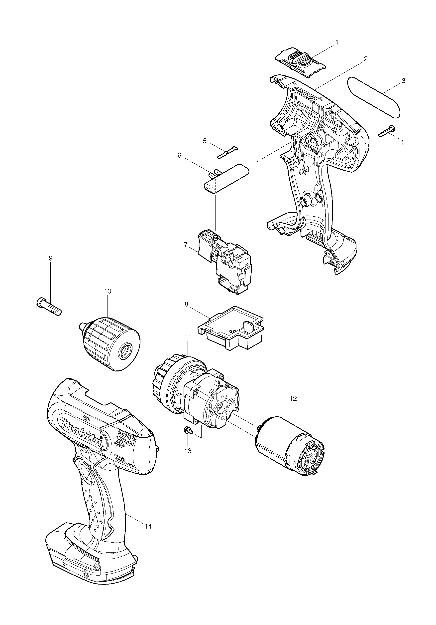 PIECES DETACHEES PERCEUSE VISSEUSE MAKITA BDF343RHEX