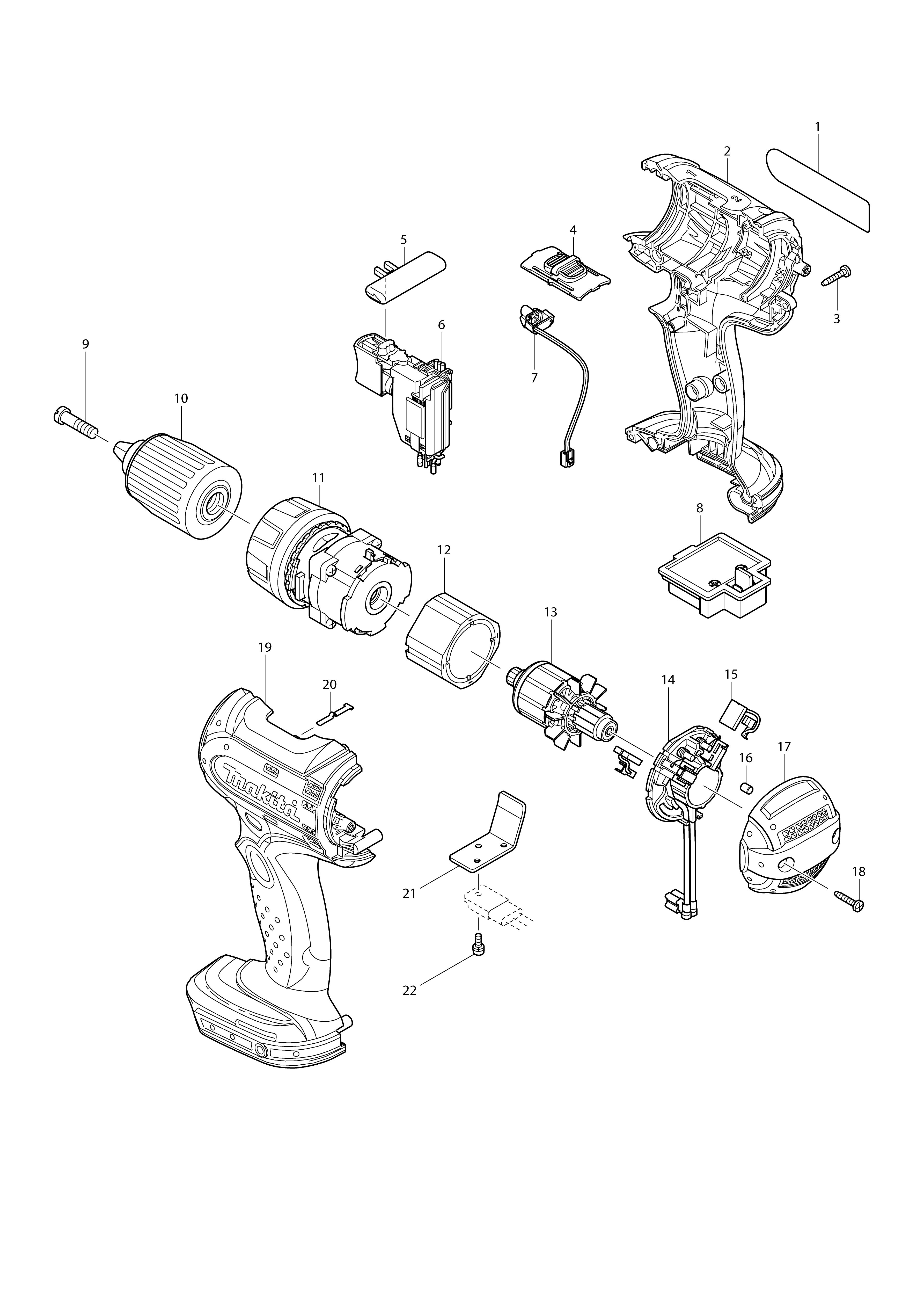 Vue éclatée Makita BDF442#01