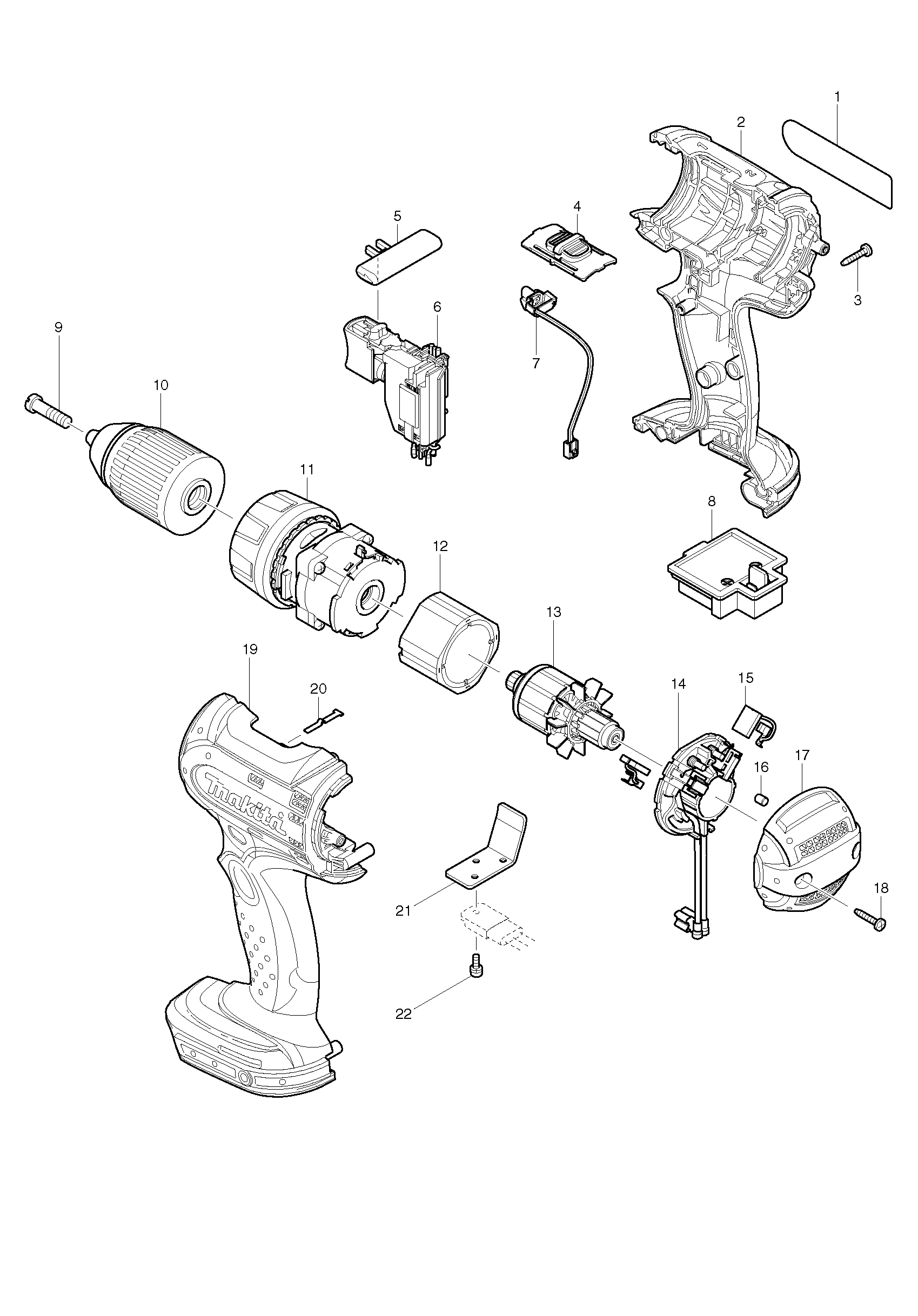 PIECES DETACHEES PERCEUSE VISSEUSE  MAKITA BDF452RFE