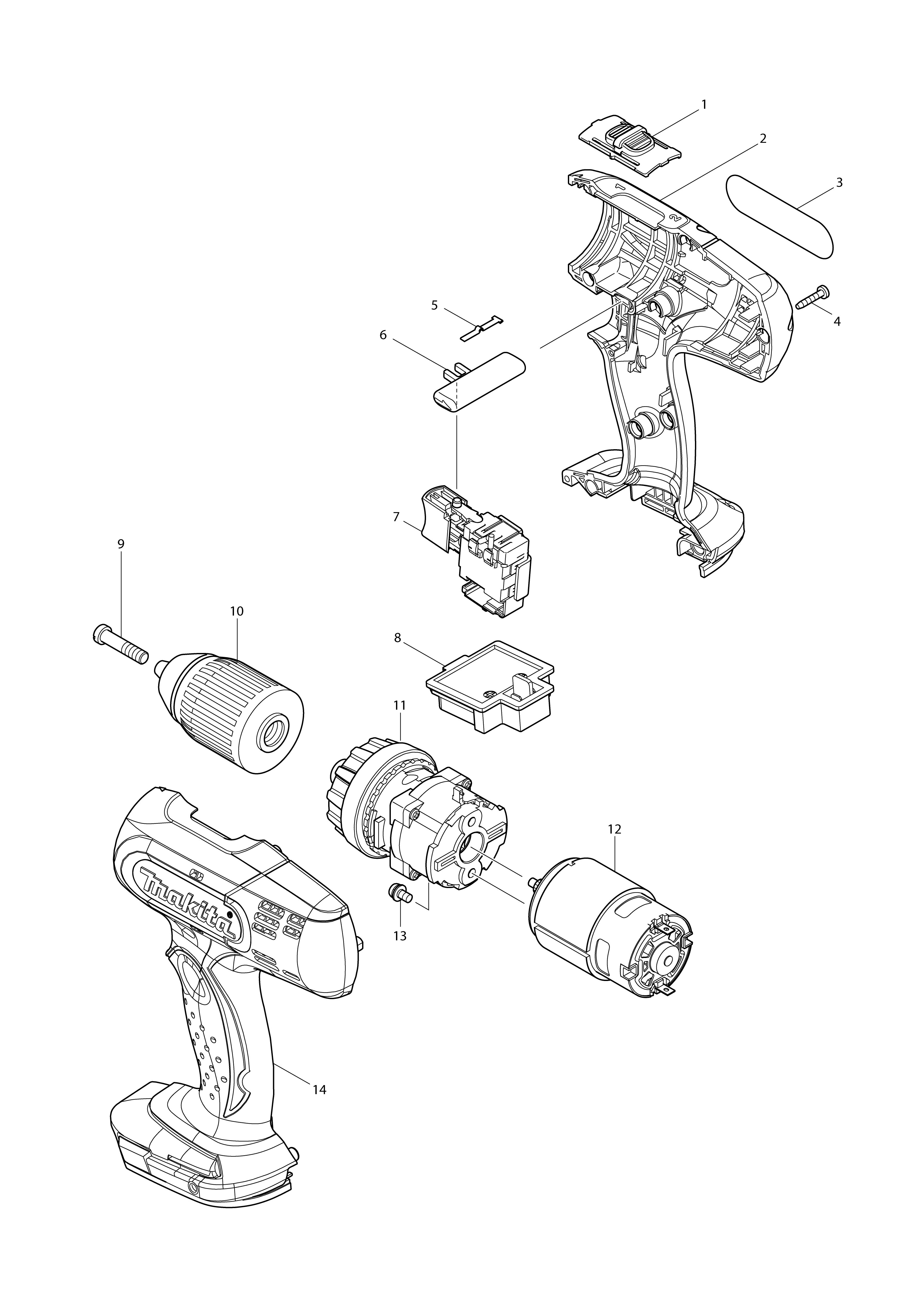 Vue éclatée Makita BDF453#01
