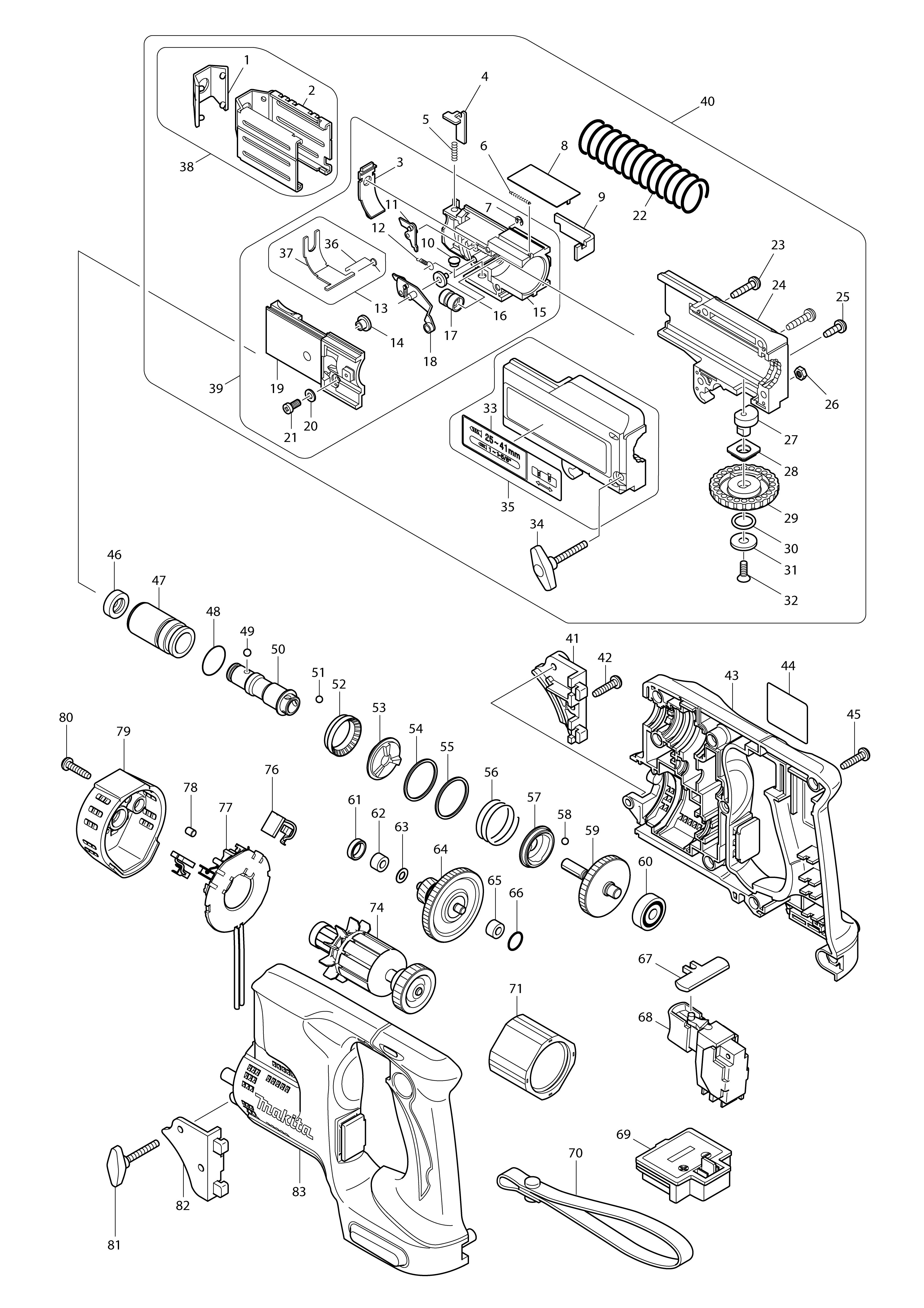 Vue éclatée Makita BFR440#01