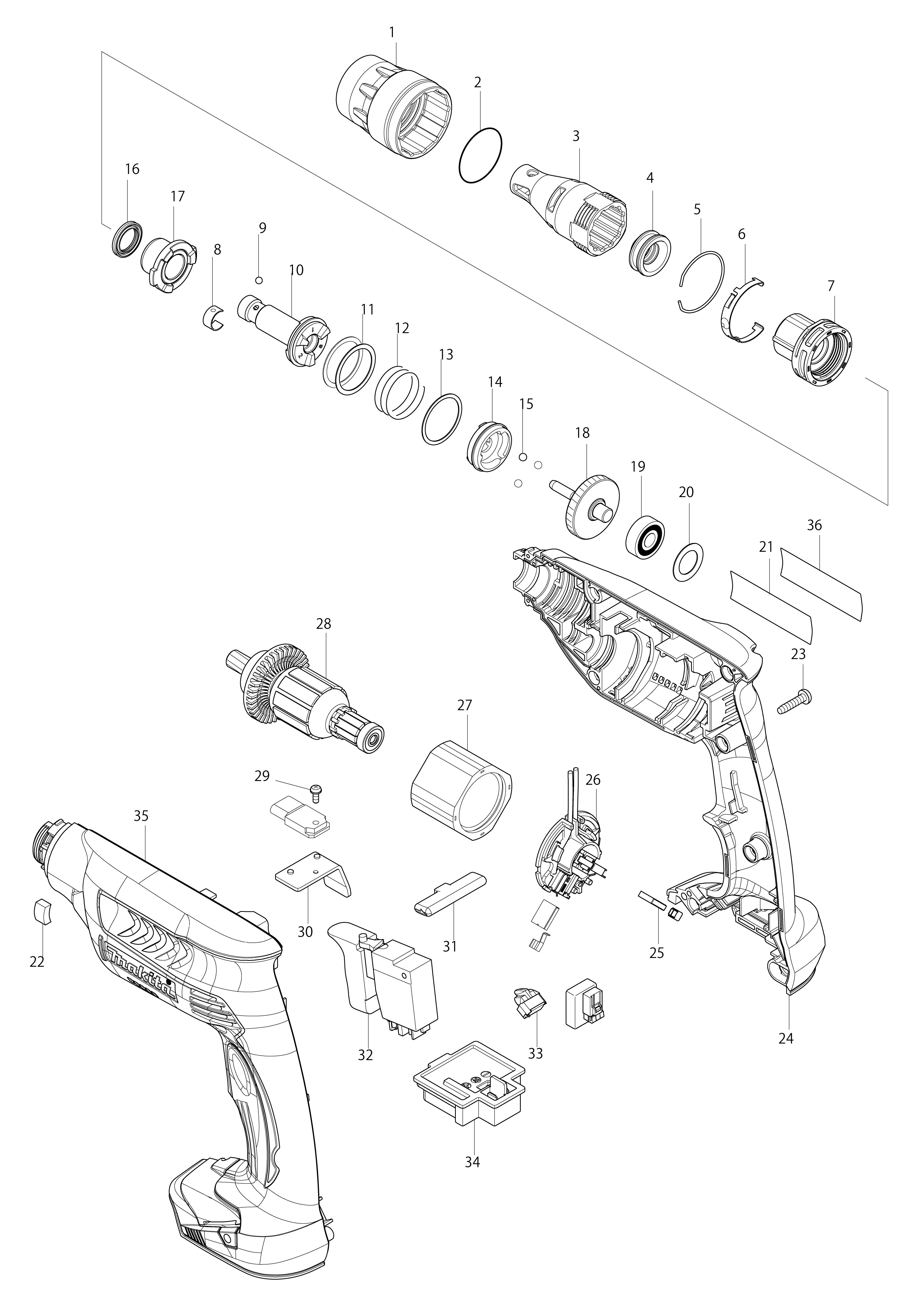 Vue éclatée Makita BFS451#01