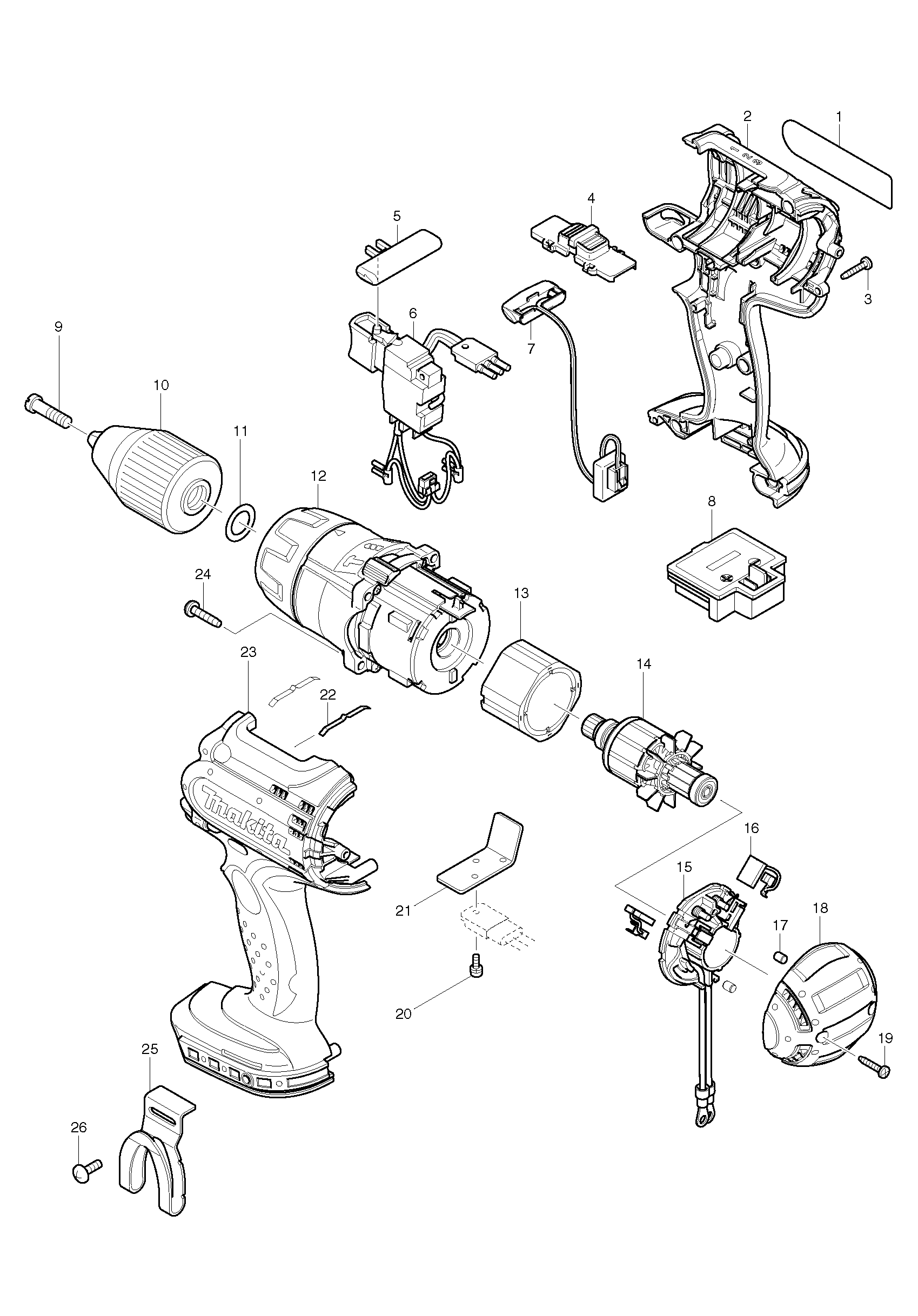PIECES DETACHEES PERCEUSE VISSEUSE A PERCUSSION  MAKITA BHP441RFE