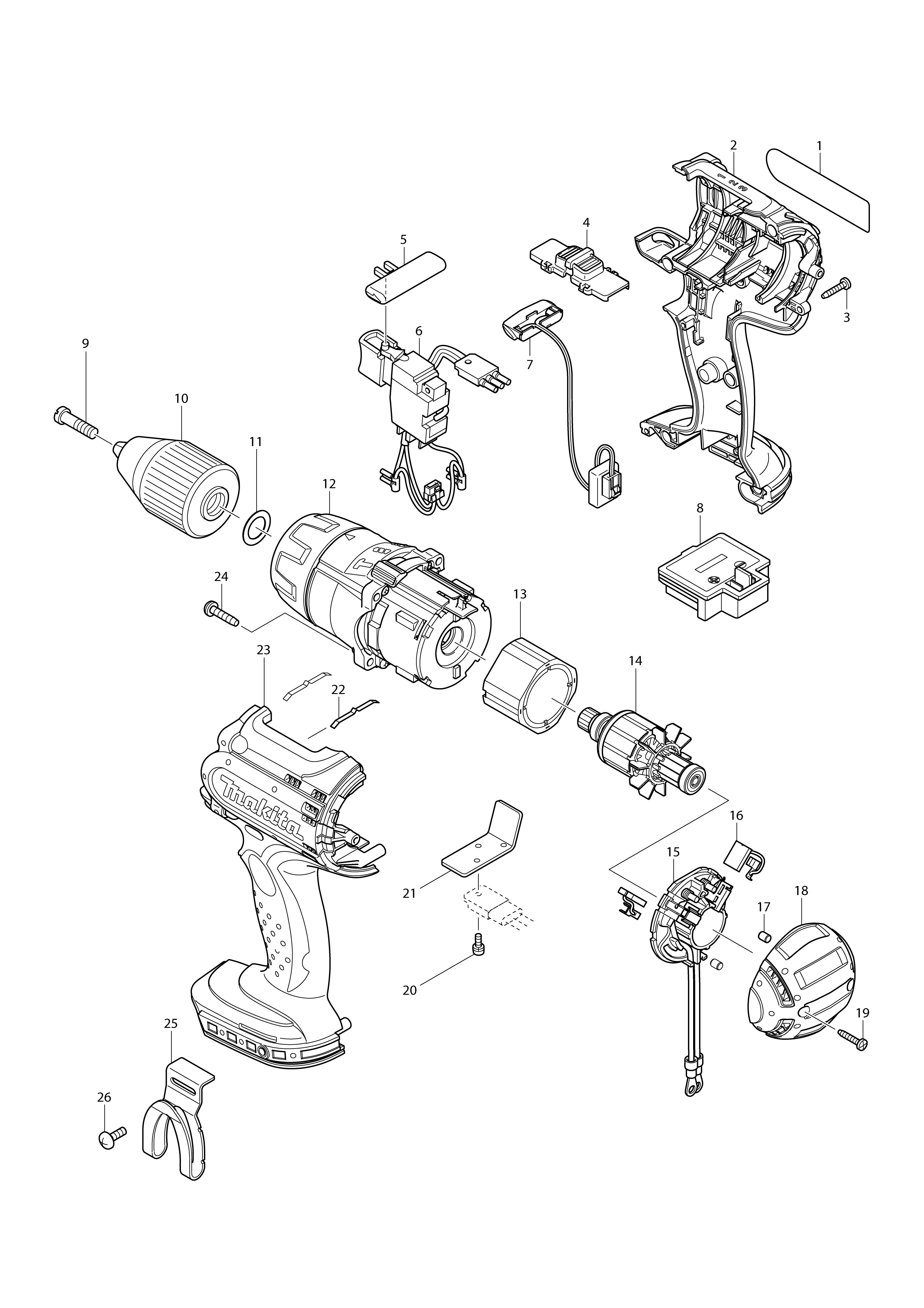 Vue éclatée Makita BHP441#01