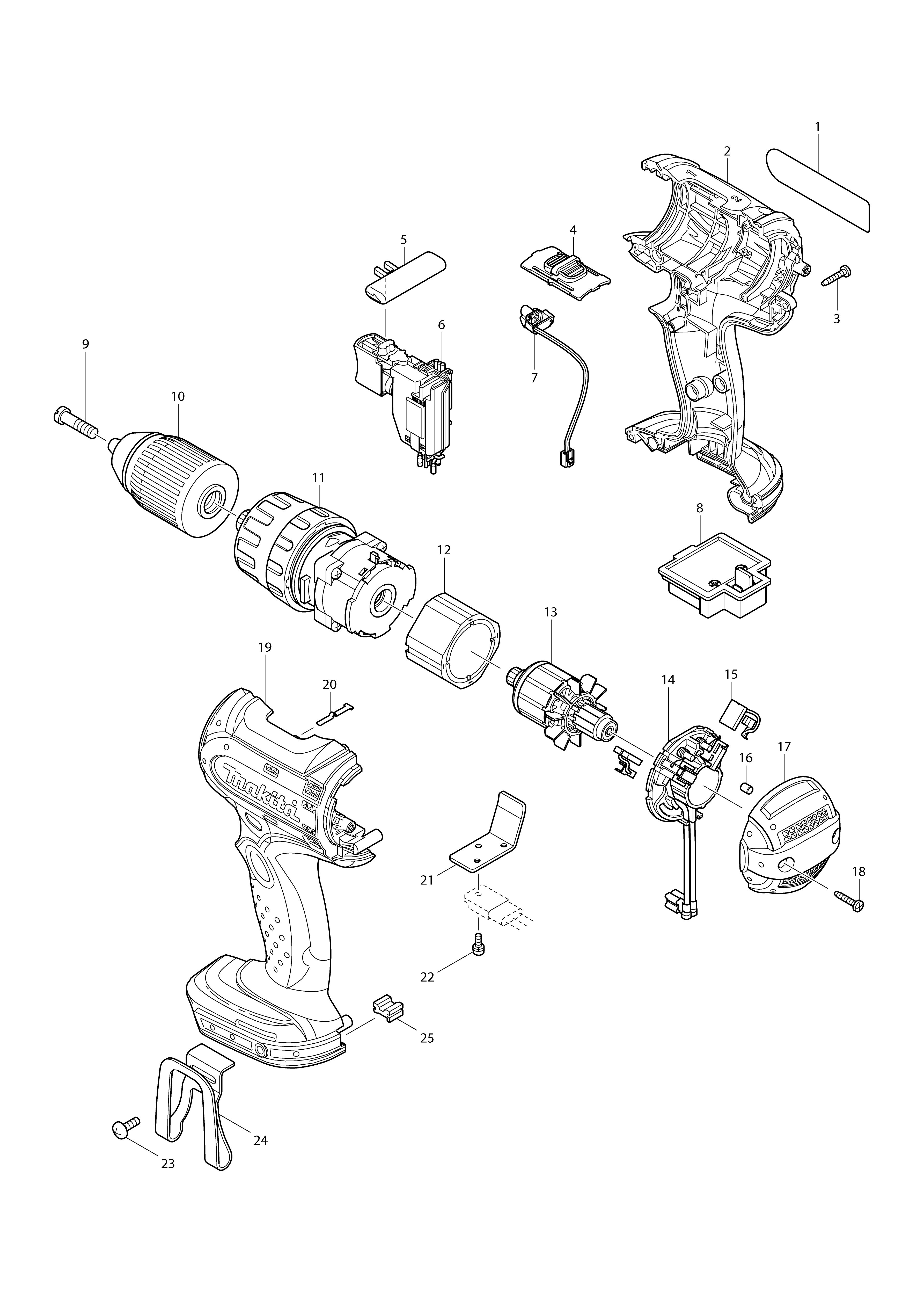 Vue éclatée Makita BHP452#01