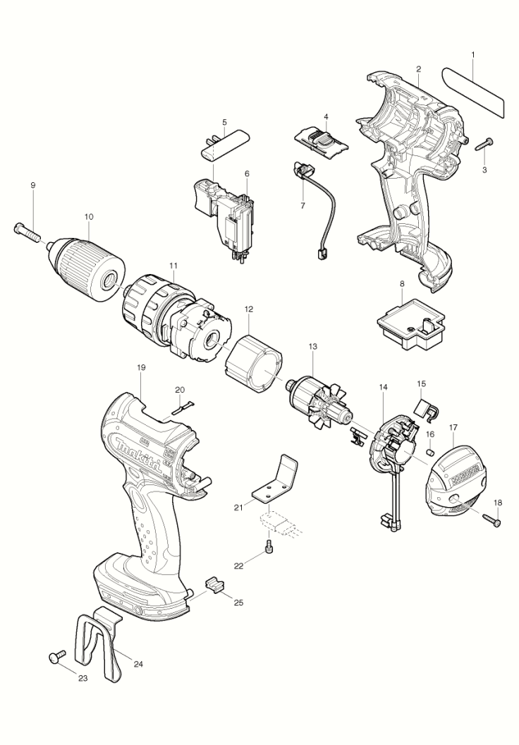 PIECES DETACHEES PERCEUSE VISSEUSE A PERCUSSION MAKITA BHP452RFE