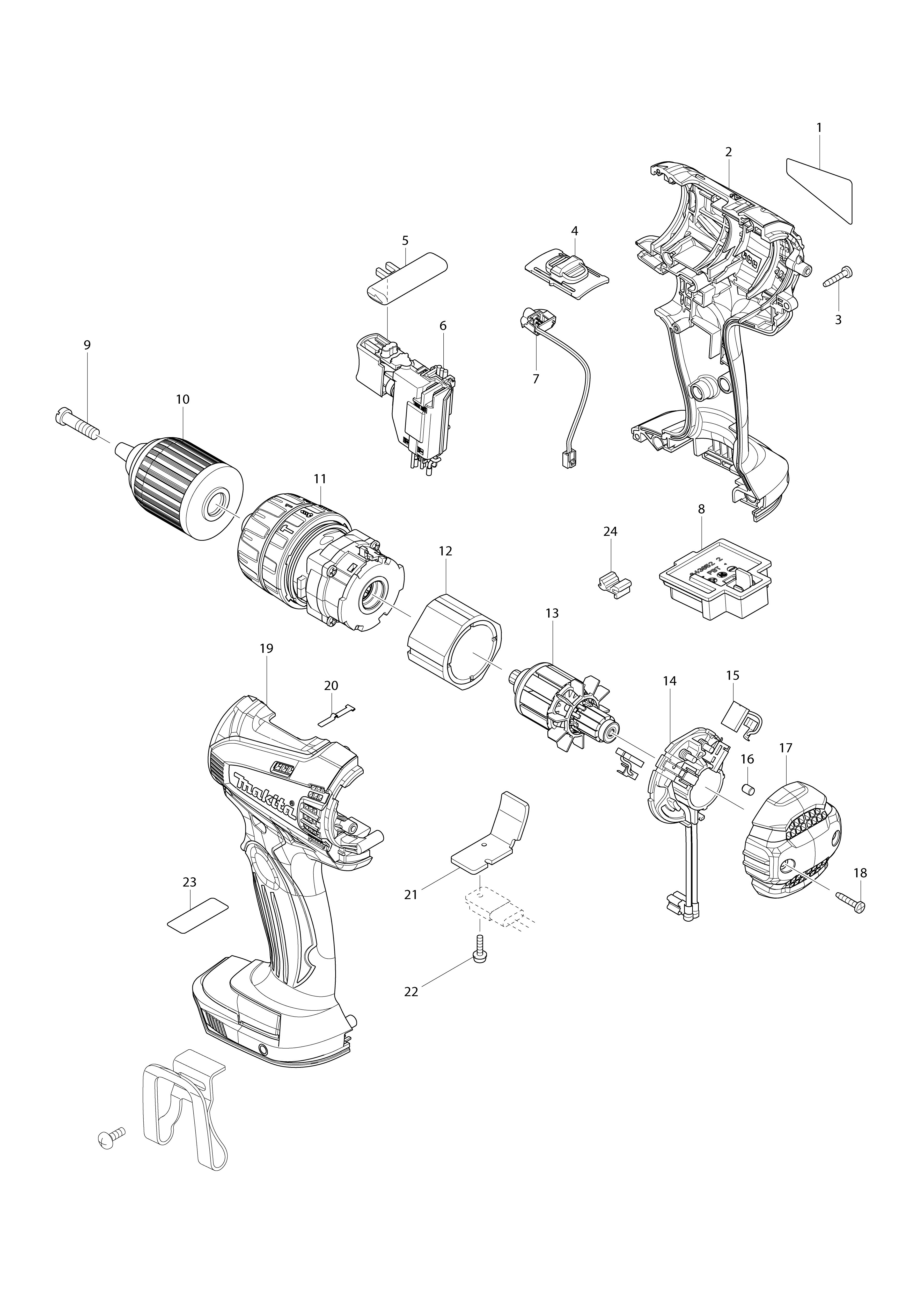 Vue éclatée Makita BHP456#01