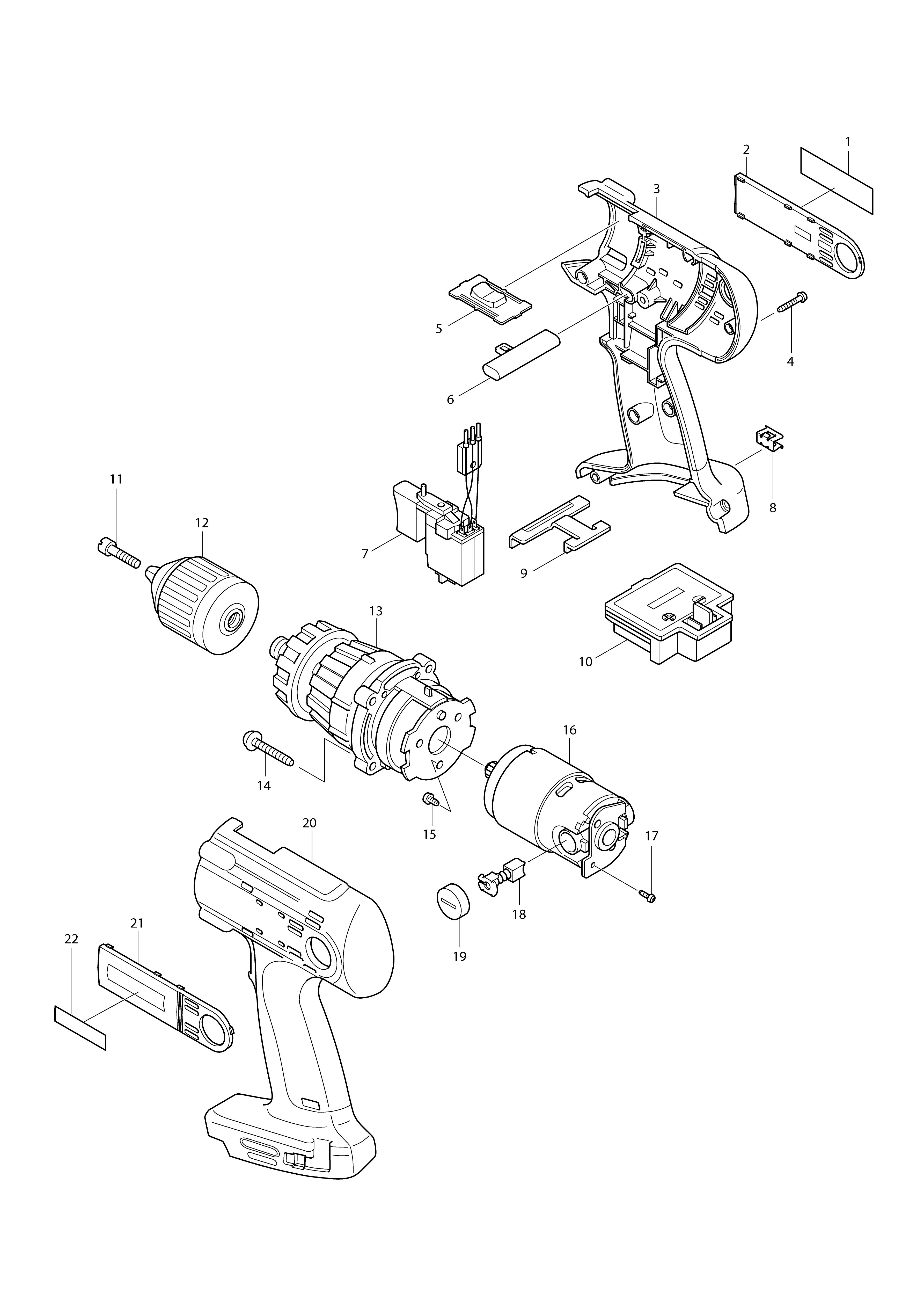 Vue éclatée Makita BHP460#01