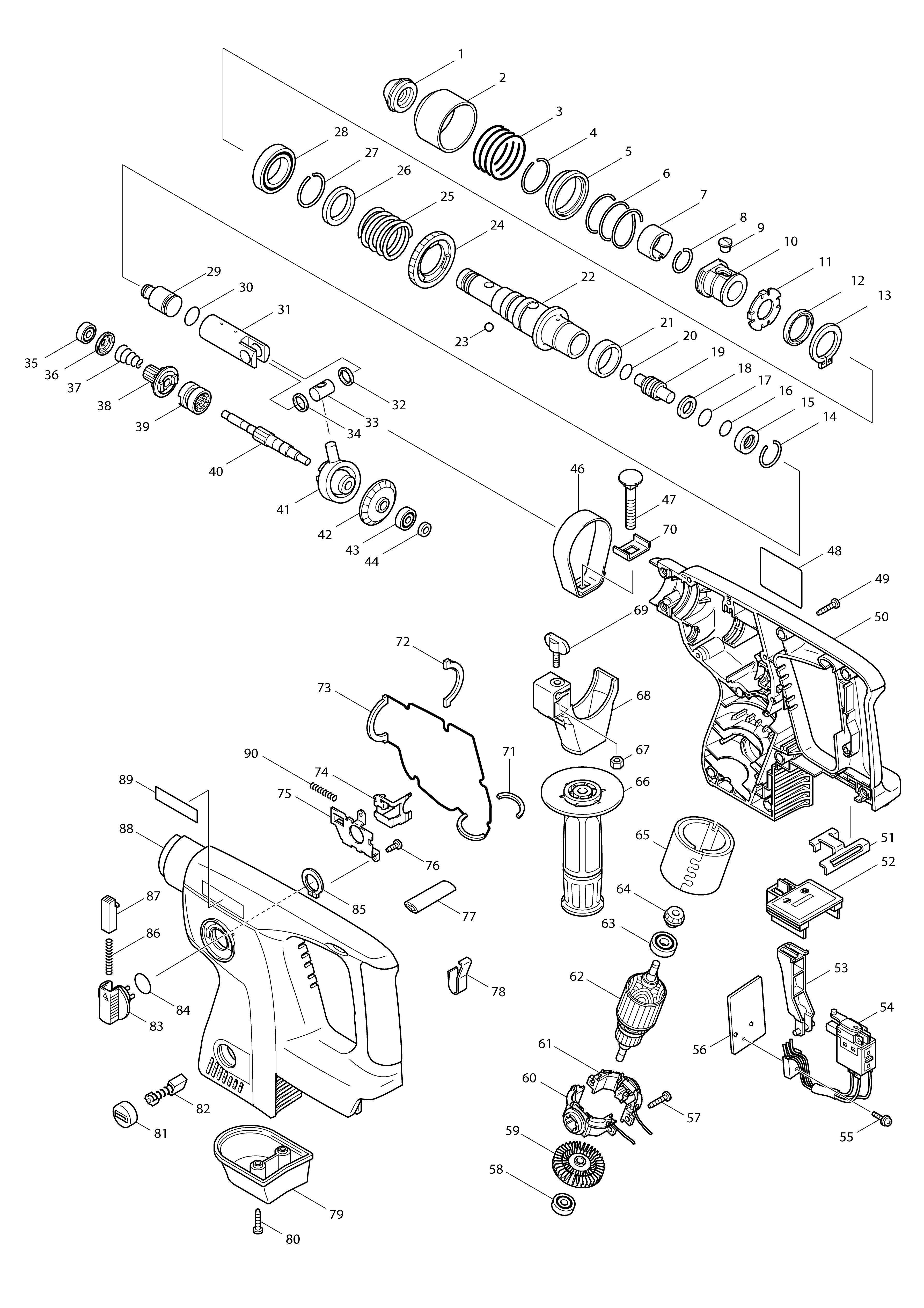 Vue éclatée Makita BHR200#01
