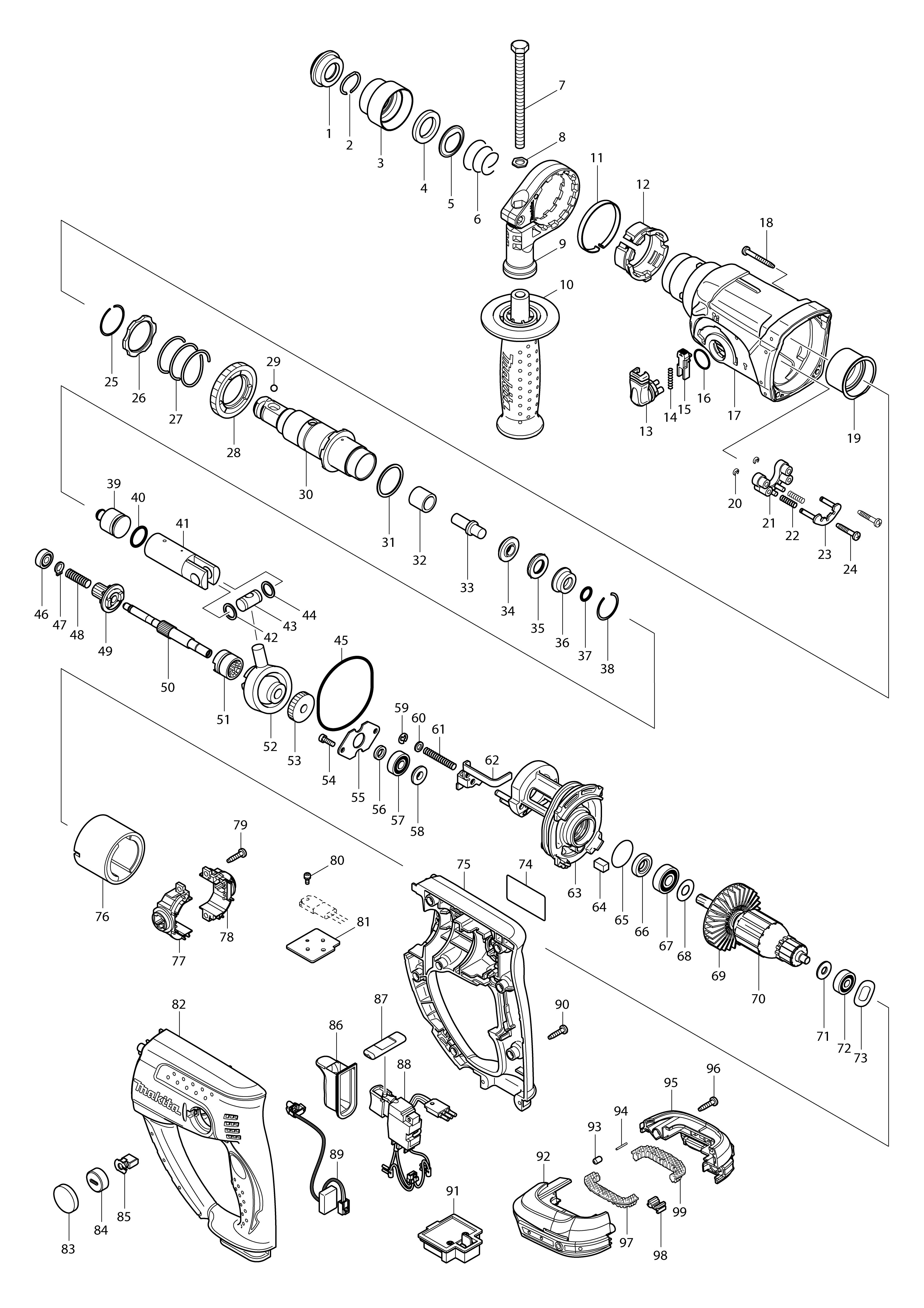 Vue éclatée Makita BHR202#01