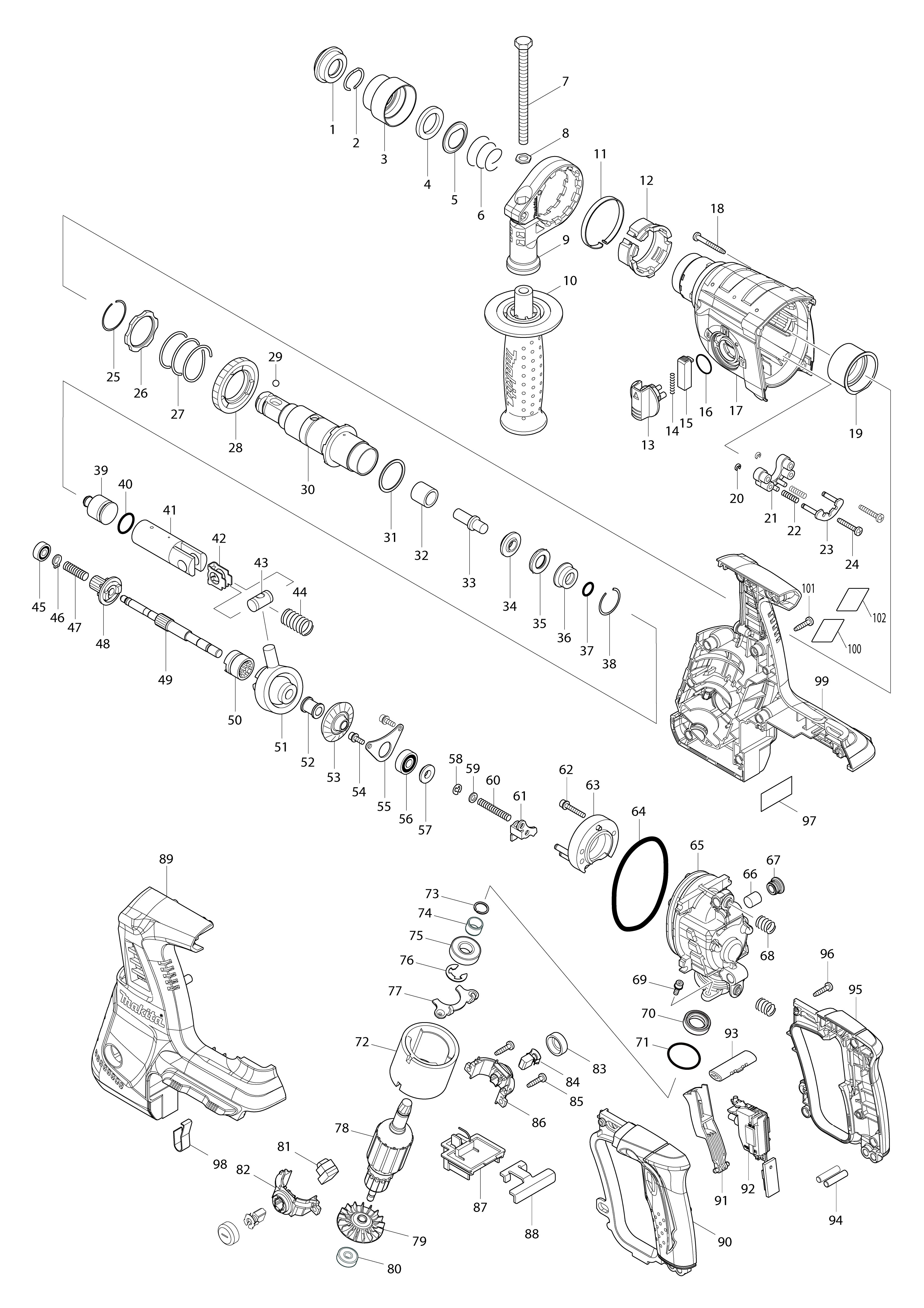 Vue éclatée Makita BHR261#01