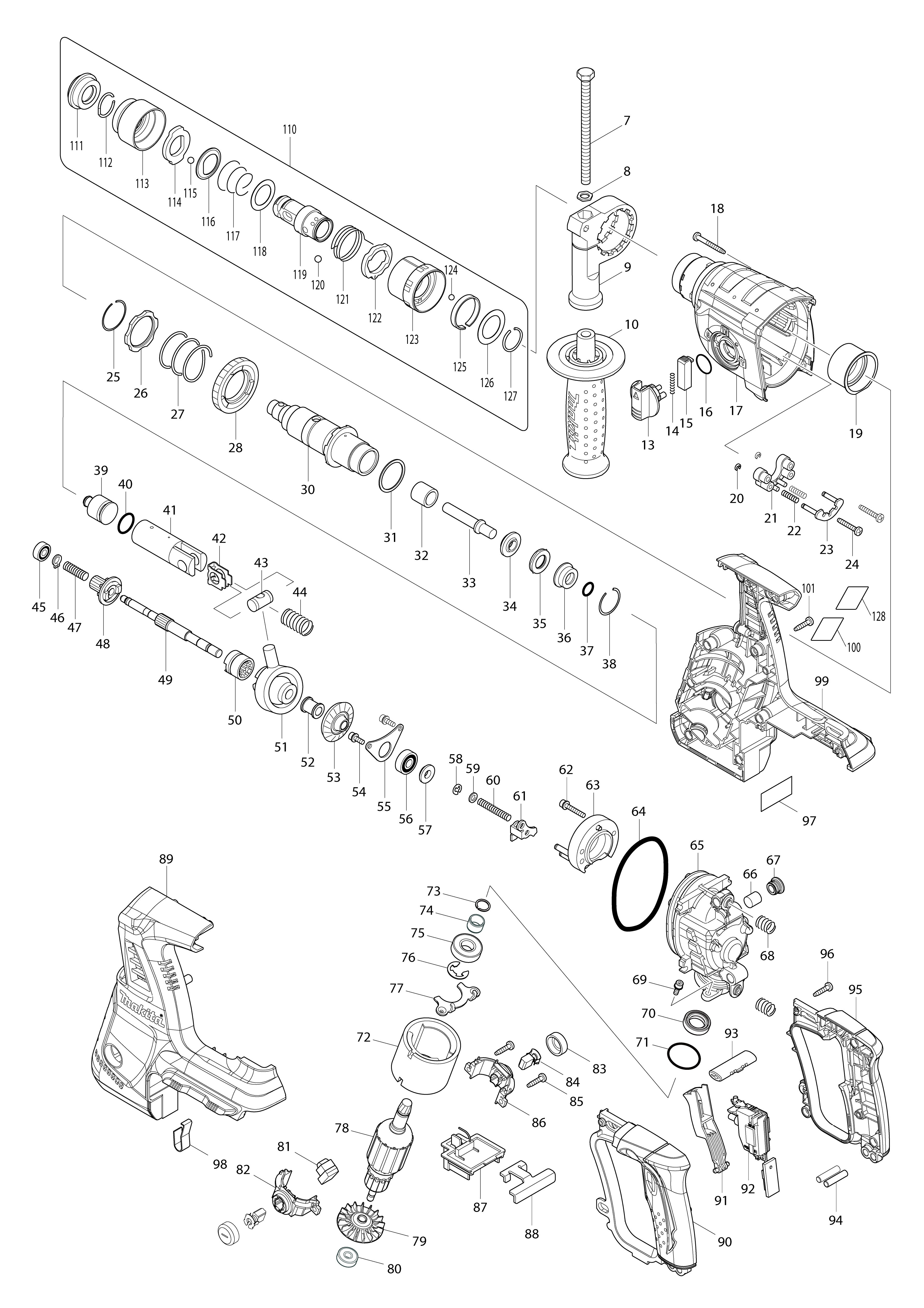 Vue éclatée Makita BHR261T#01