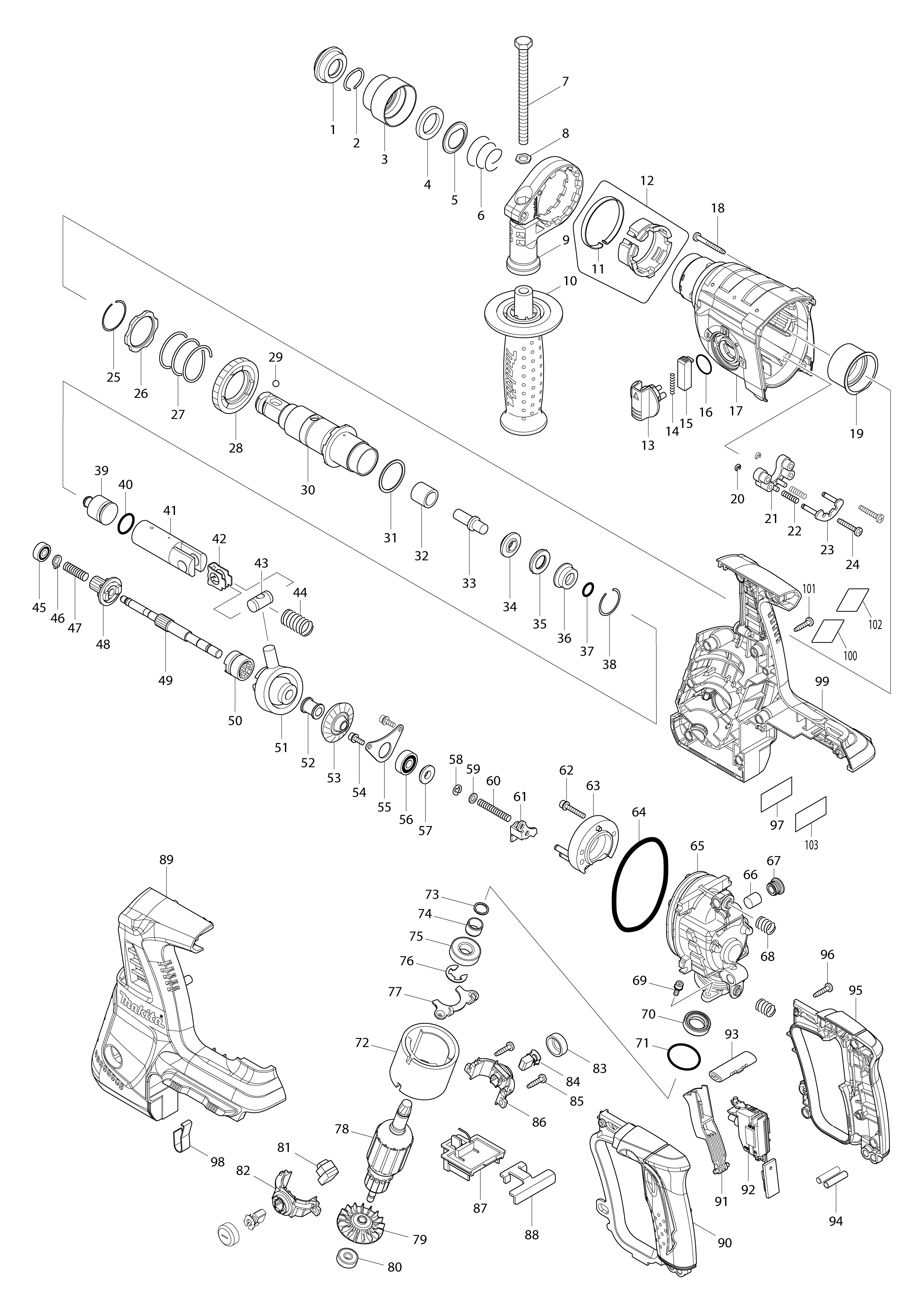 Vue éclatée Makita BHR262#01